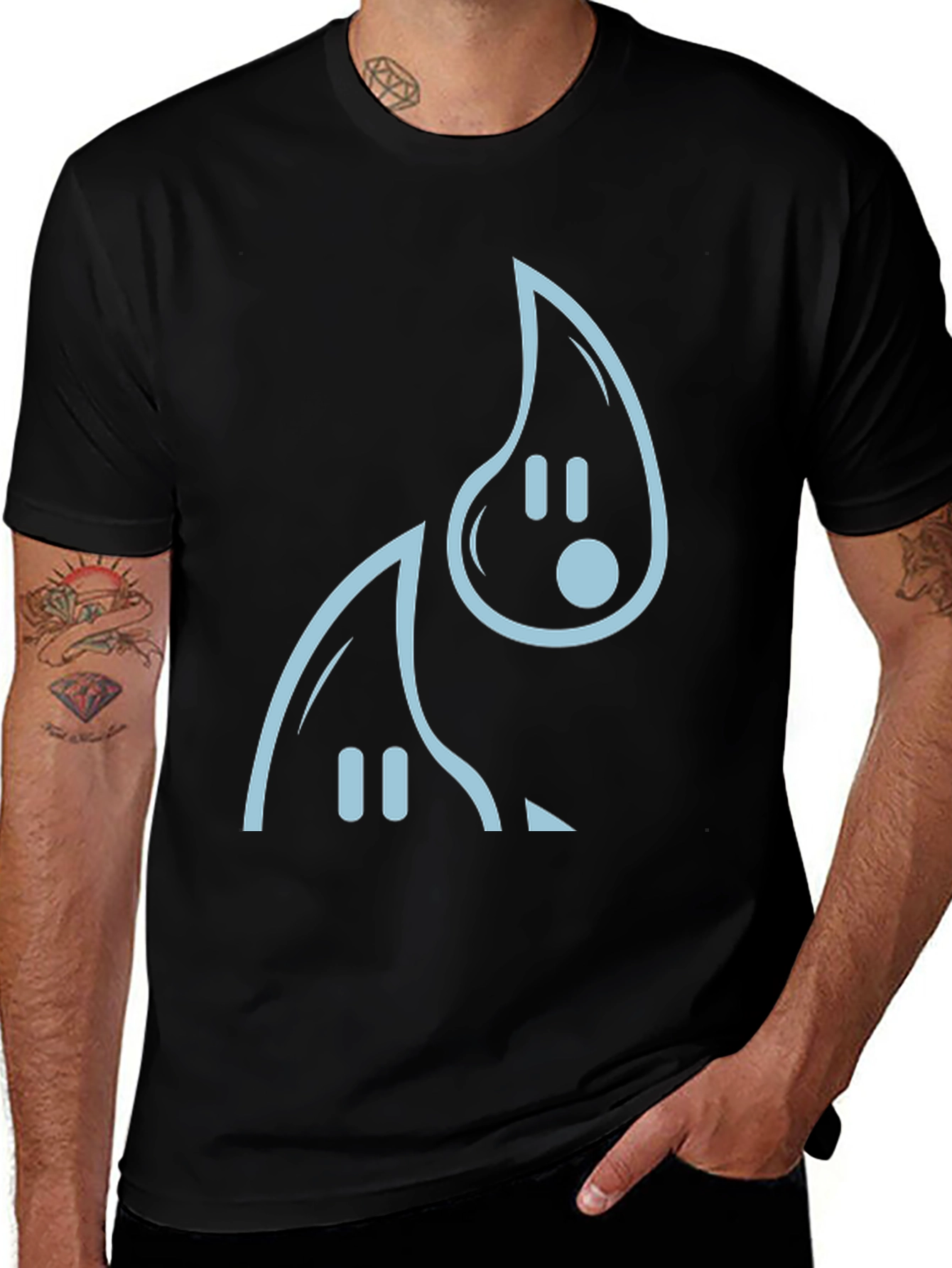 Minimalist Ghost Graphic T-Shirt - Black