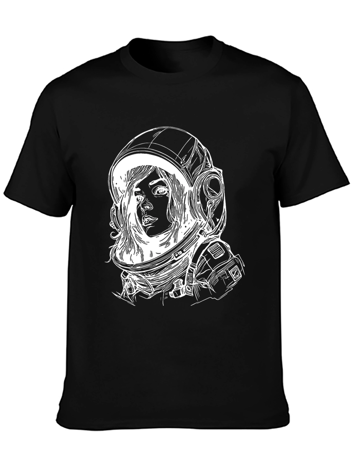 Astronaut Girl Graphic Tee - Stylish Black T-Shirt