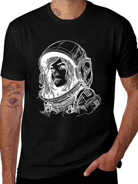 Astronaut Girl Graphic Tee - Stylish Black T-Shirt