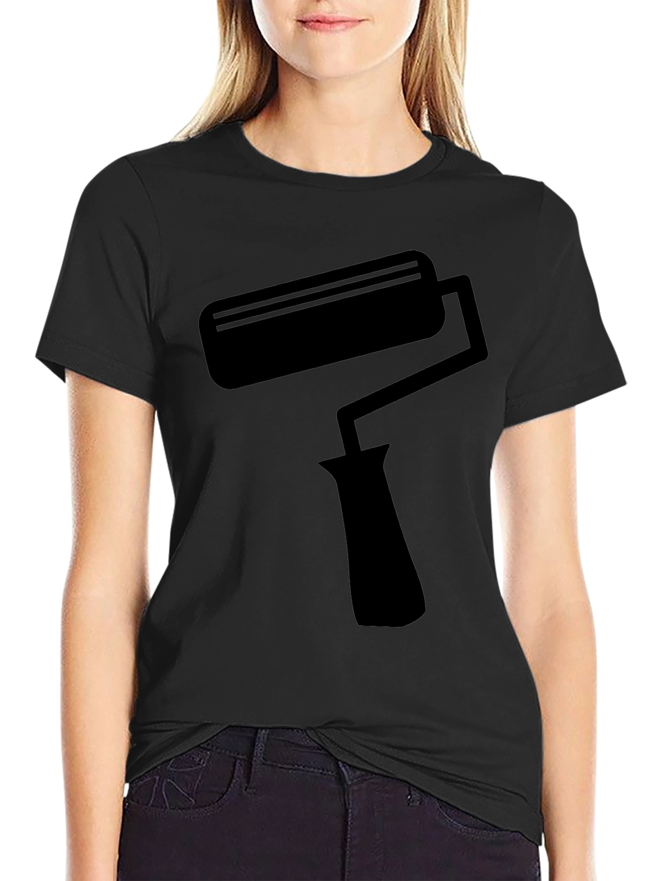 Painters Roller T-Shirt - Black Crew Neck Tee