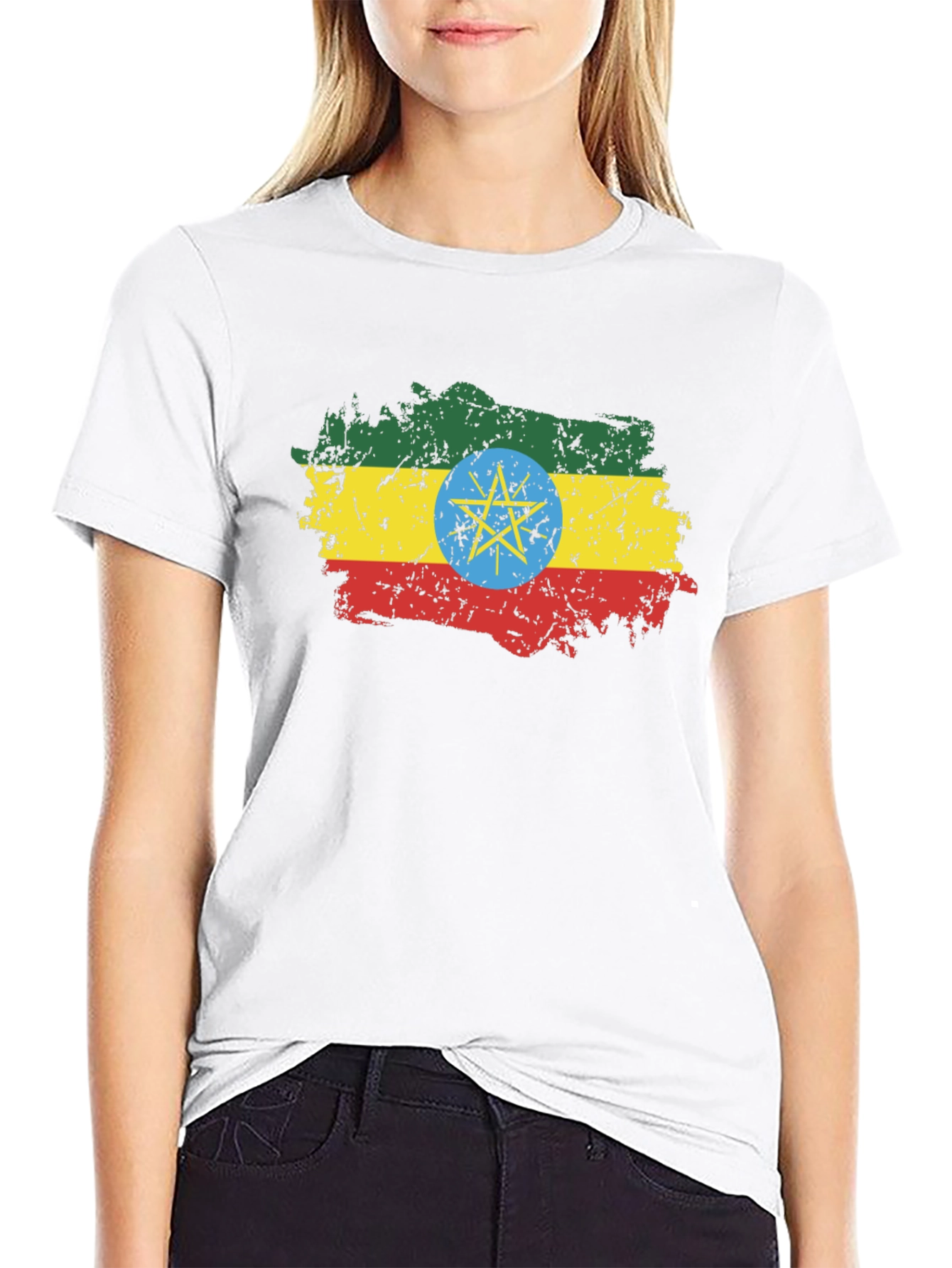 Ethiopia Flag T-Shirt - Distressed Graphic Tee