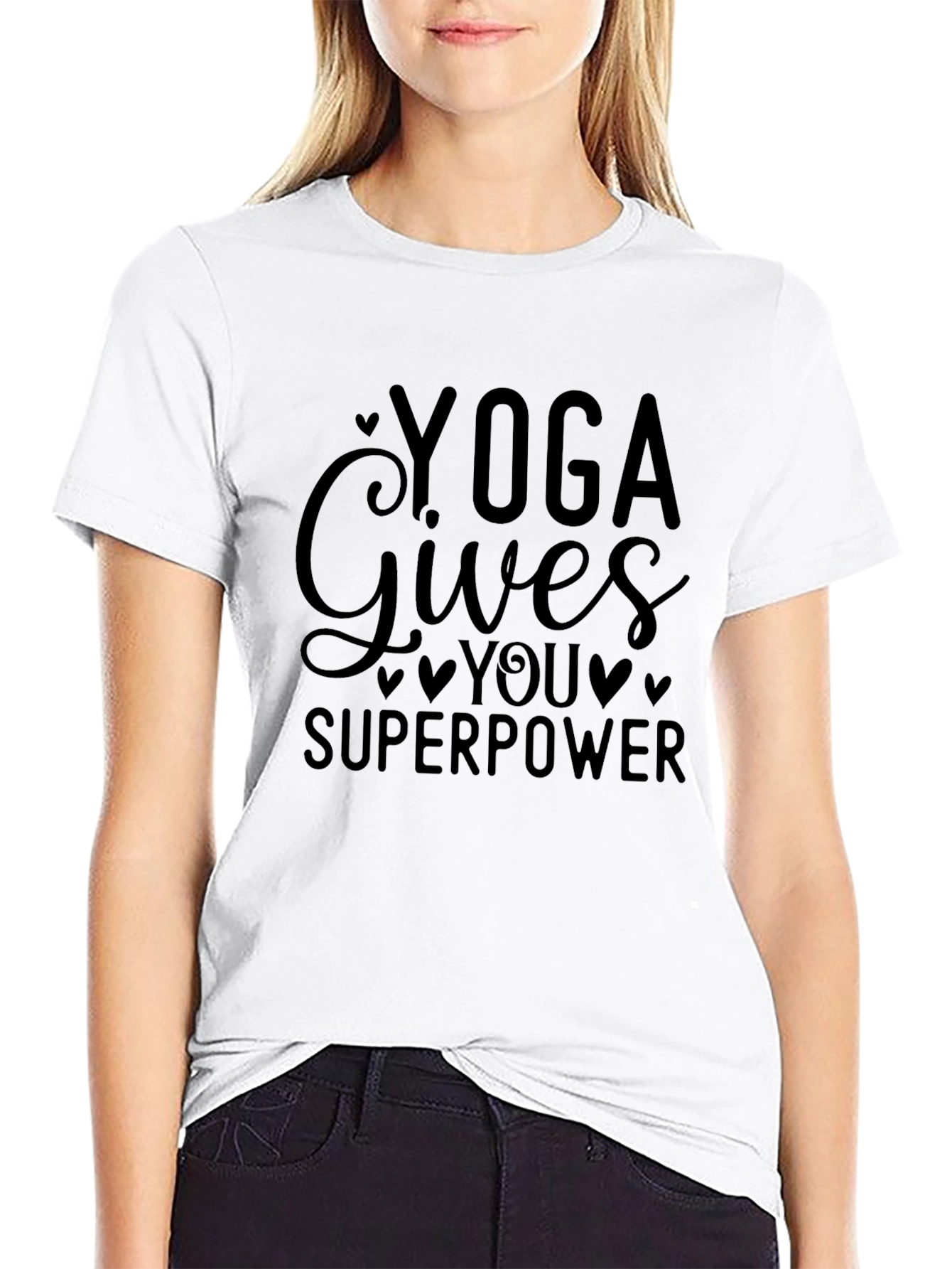 Yoga Gives You Superpower Graphic Tee - Black