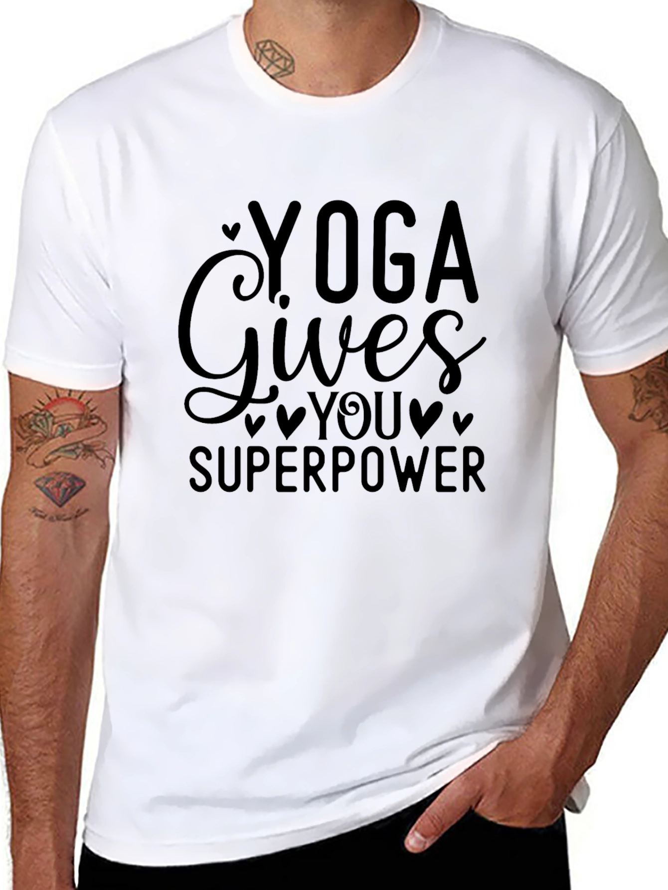 Yoga Gives You Superpower Graphic Tee - Black