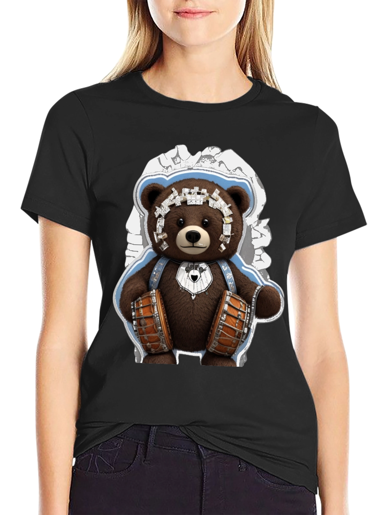 Drummer Bear Graphic Tee