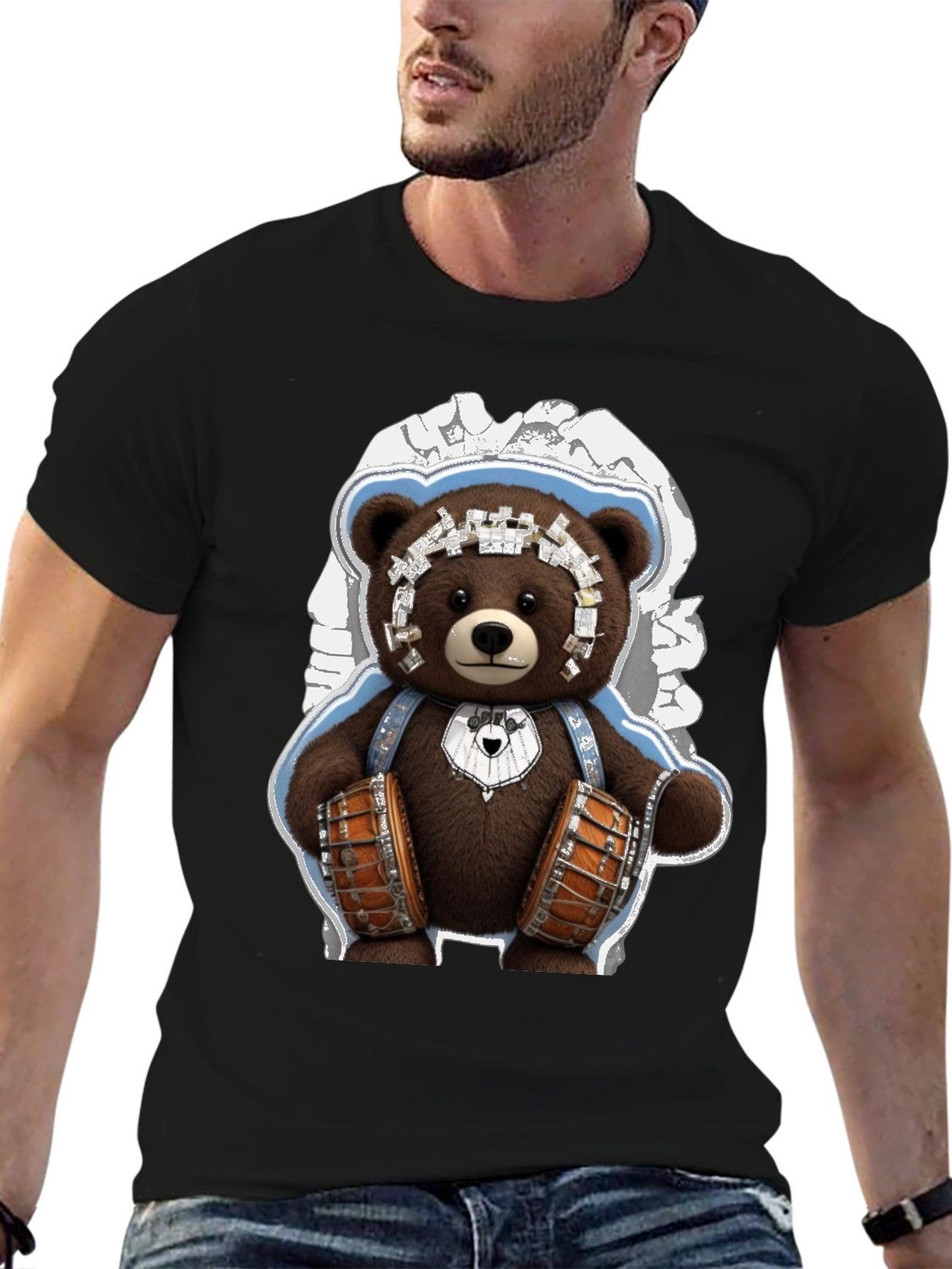 Drummer Bear Graphic Tee