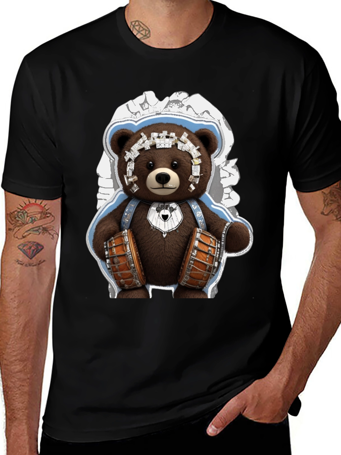 Drummer Bear Graphic Tee