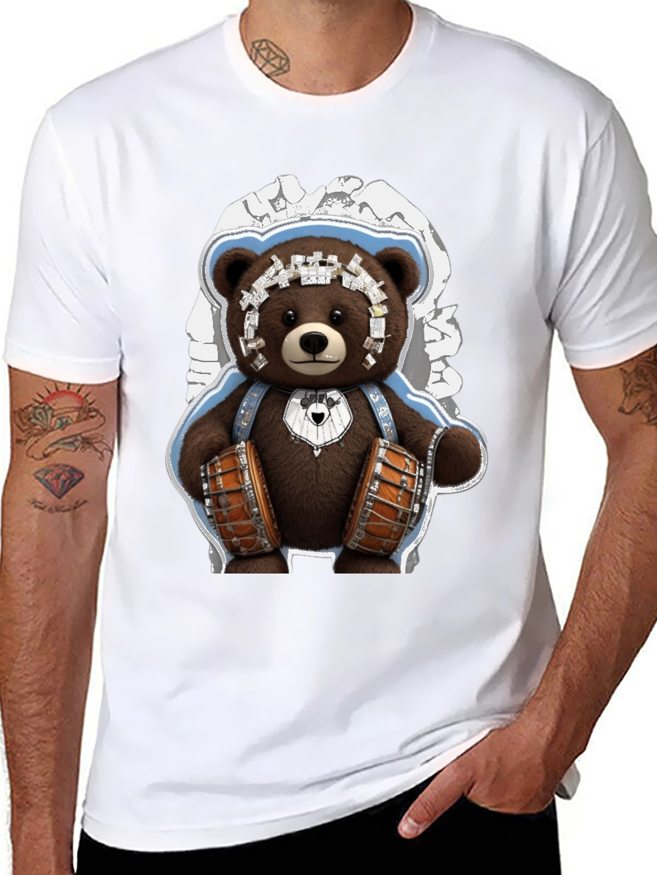 Drummer Bear Graphic Tee
