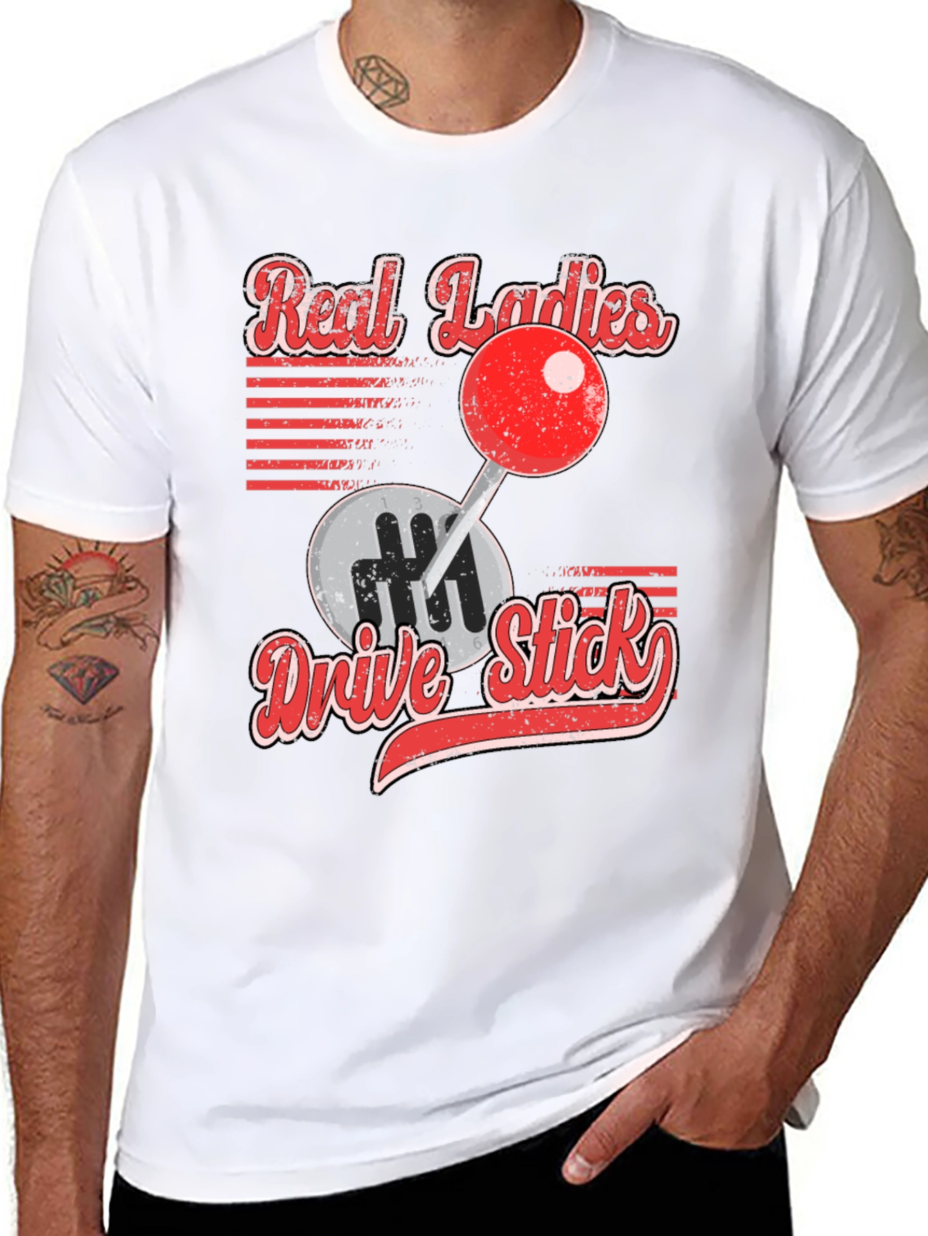 Real Ladies Drive Stick Graphic T-Shirt