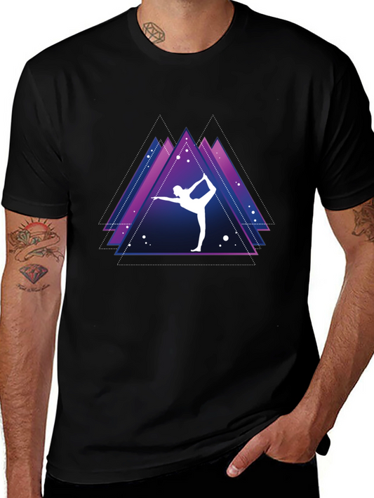 Yoga Pose Graphic Tee - Mens Black T-Shirt
