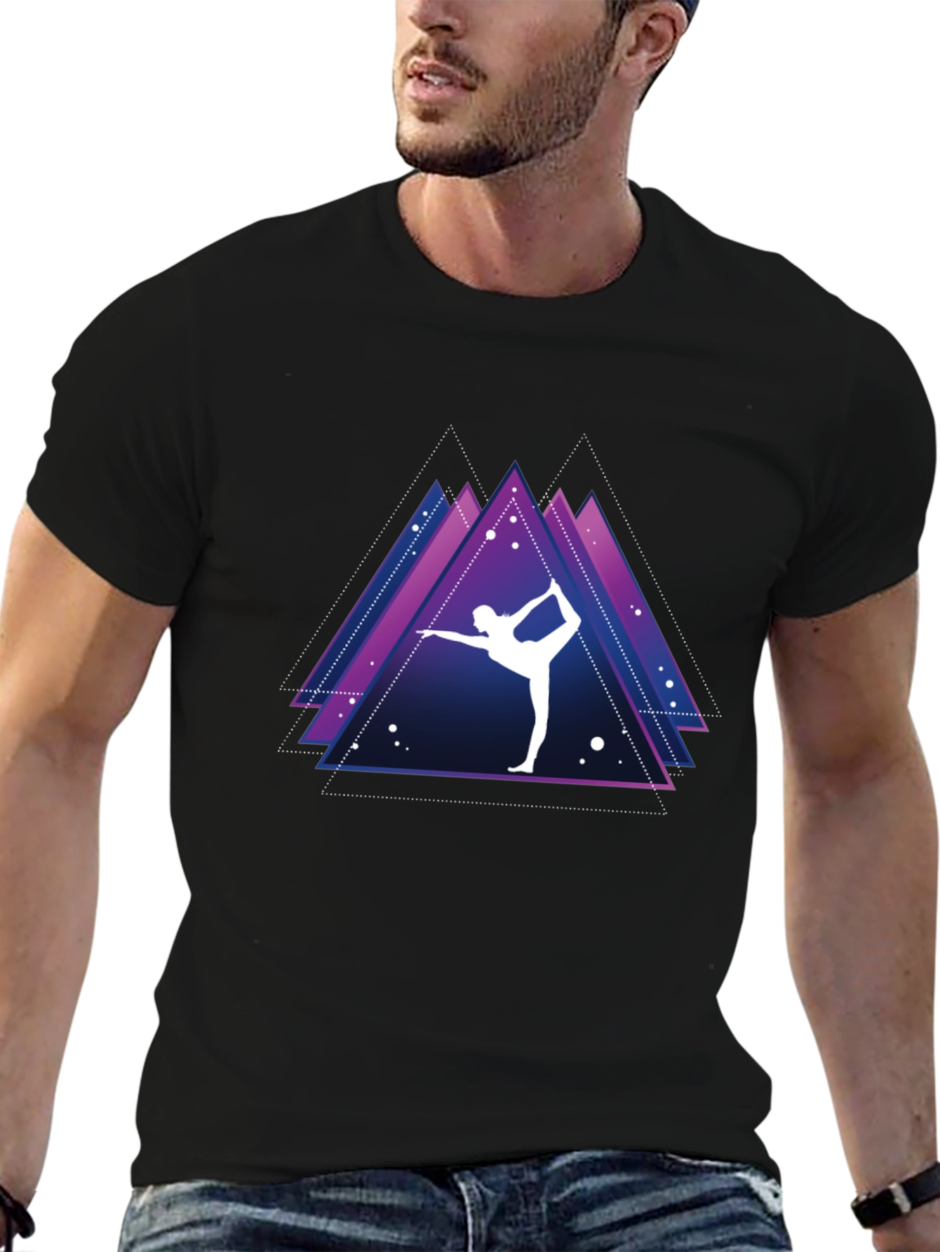 Yoga Pose Graphic Tee - Mens Black T-Shirt