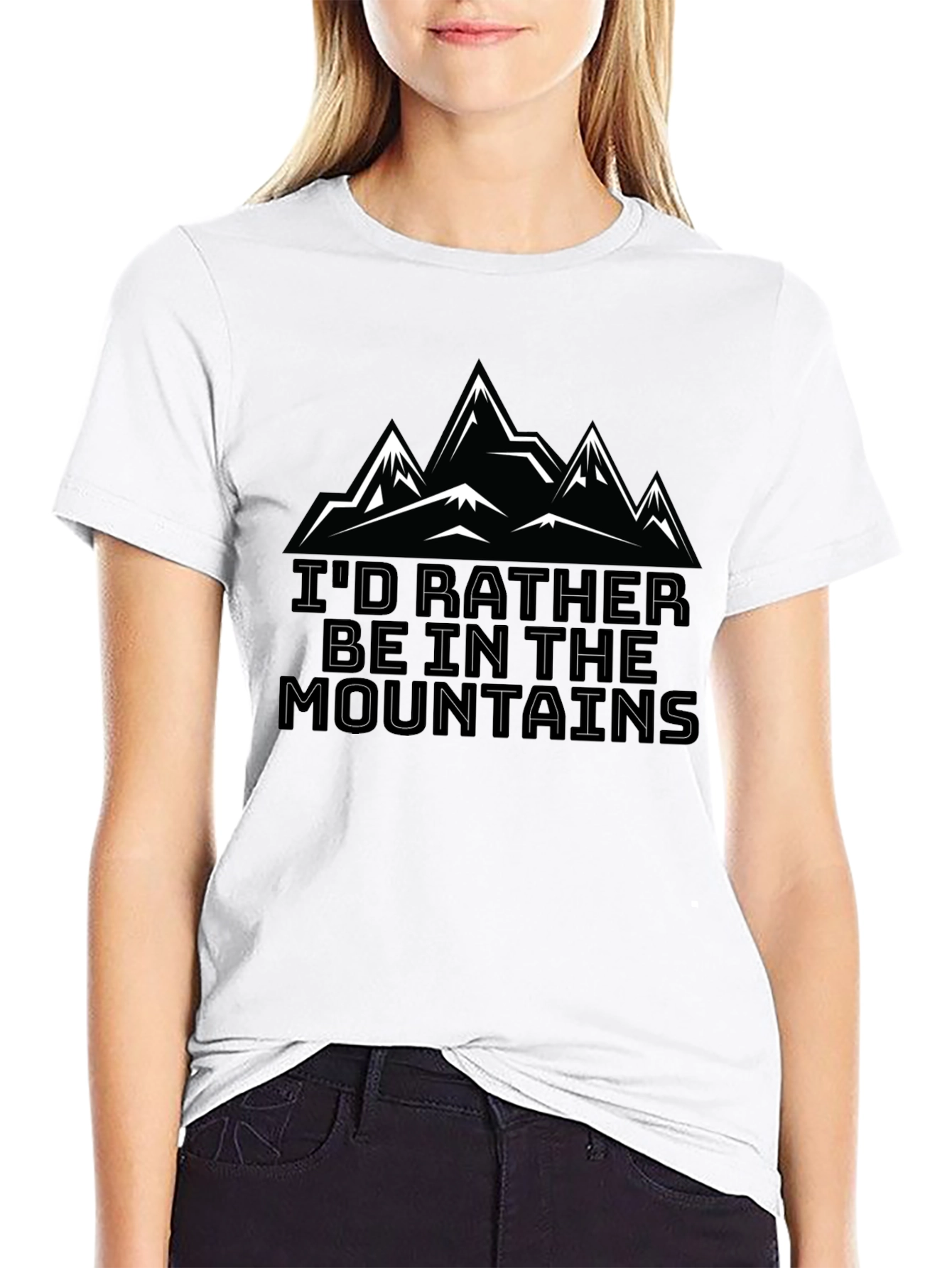 Id Rather Be In The Mountains Black T-Shirt