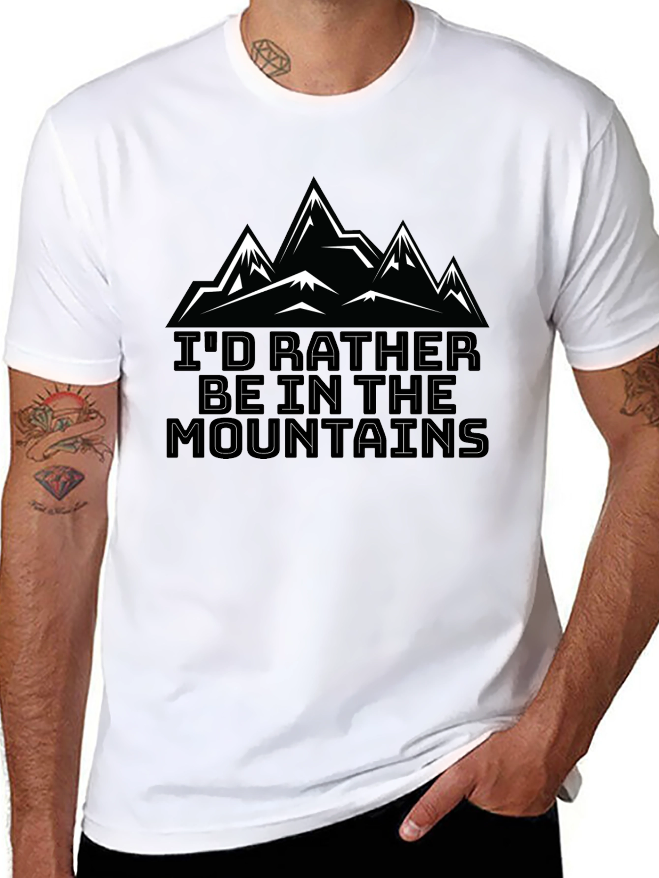Id Rather Be In The Mountains Black T-Shirt