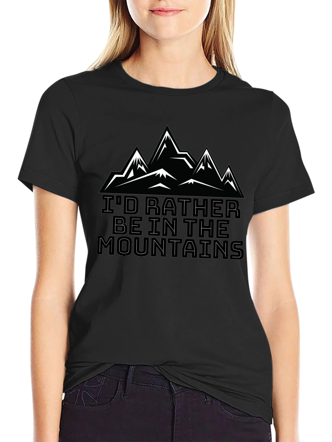 Id Rather Be In The Mountains Black T-Shirt