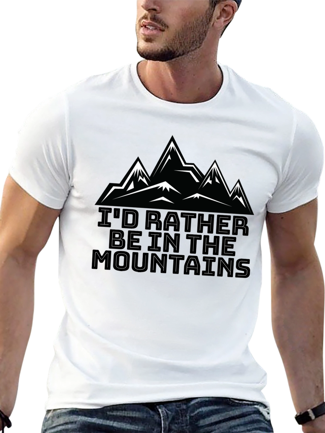 Id Rather Be In The Mountains Black T-Shirt