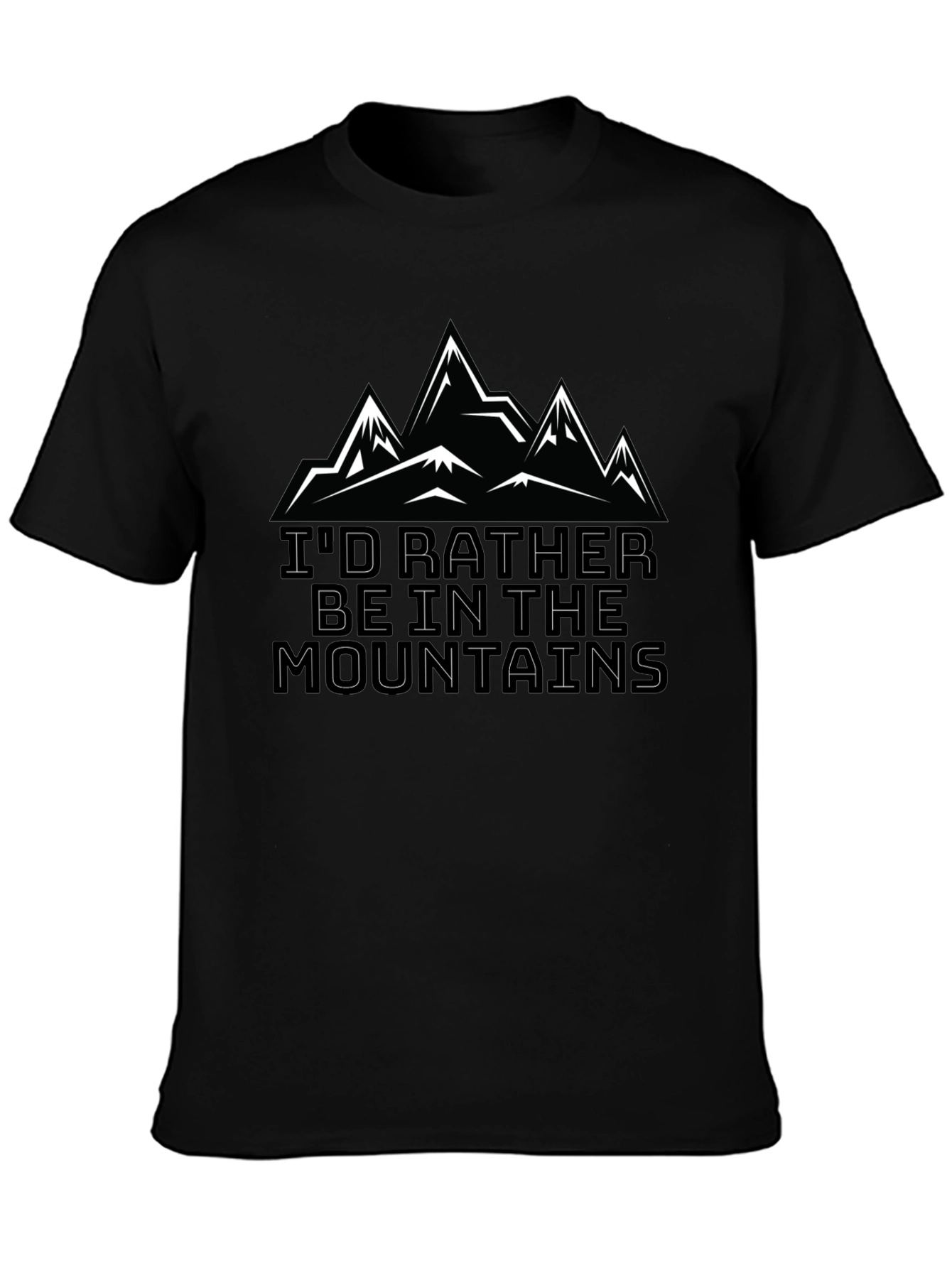 Id Rather Be In The Mountains Black T-Shirt