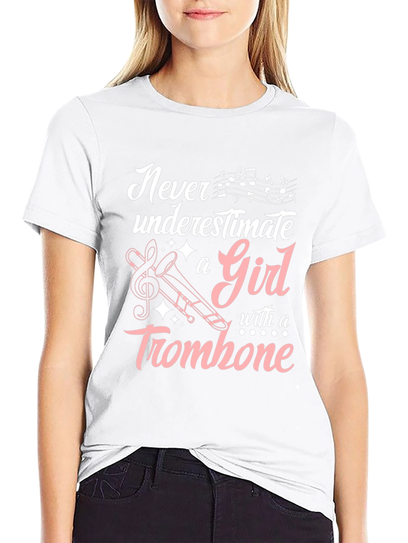 Never Underestimate a Girl with a Trombone T-Shirt