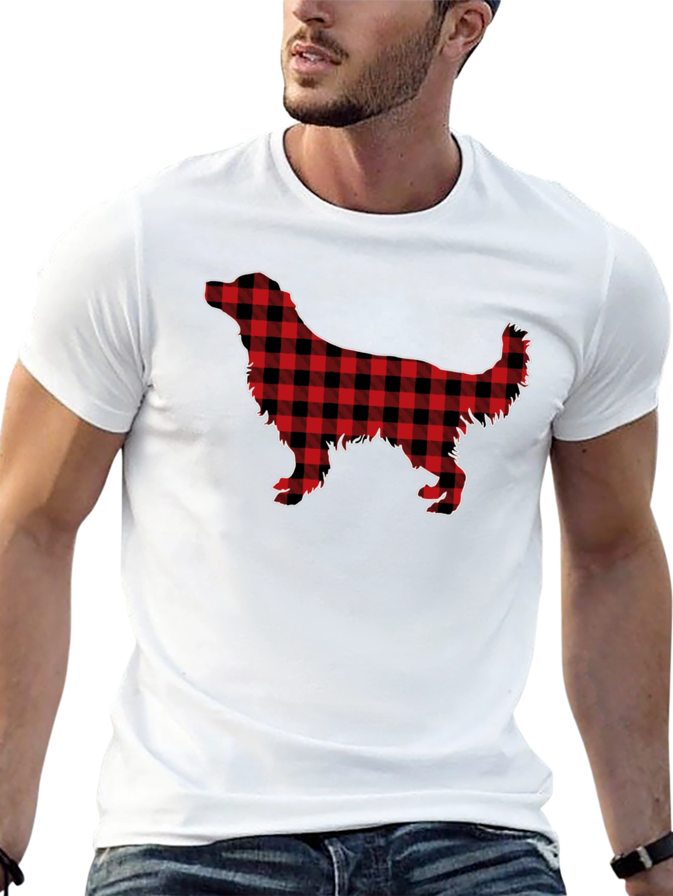 Buffalo Plaid Dog Silhouette Graphic Tee