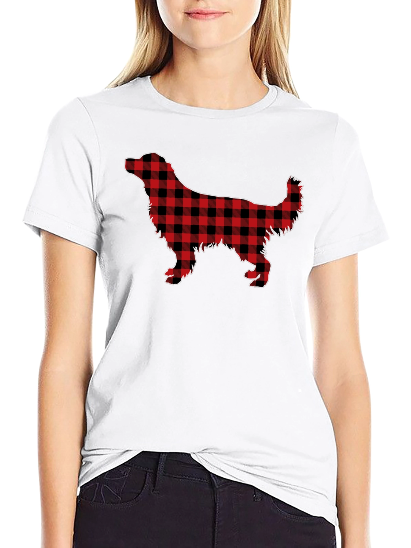Buffalo Plaid Dog Silhouette Graphic Tee