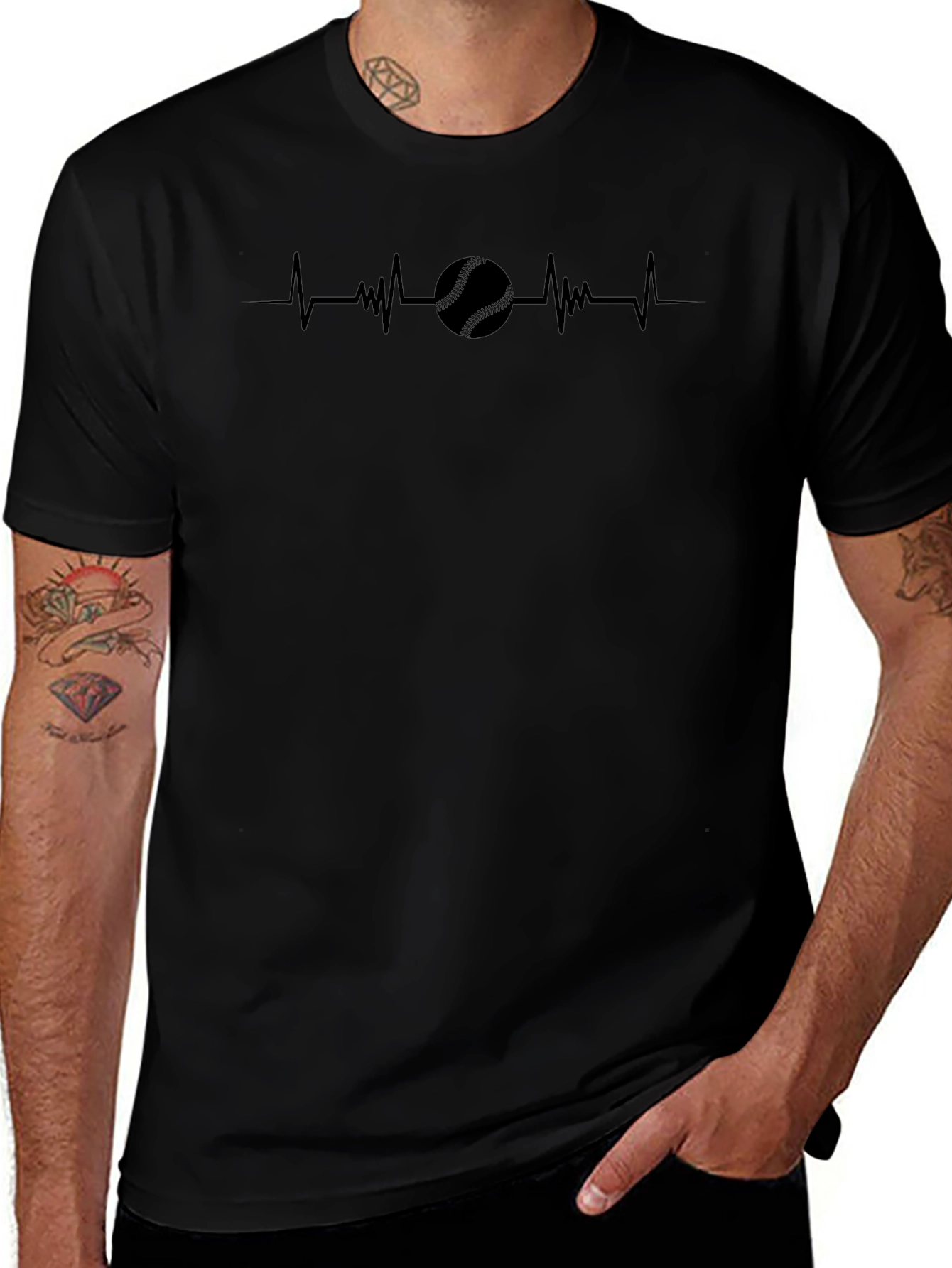 Baseball Heartbeat Graphic T-Shirt
