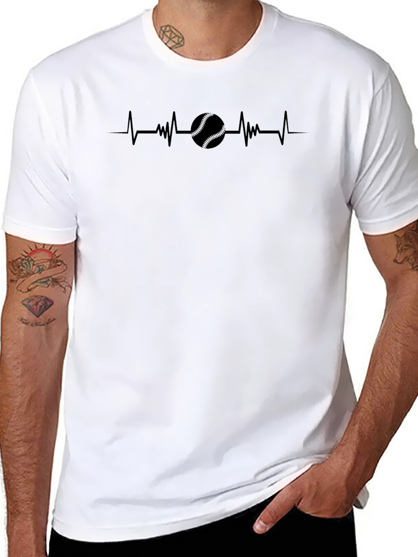 Baseball Heartbeat Graphic T-Shirt