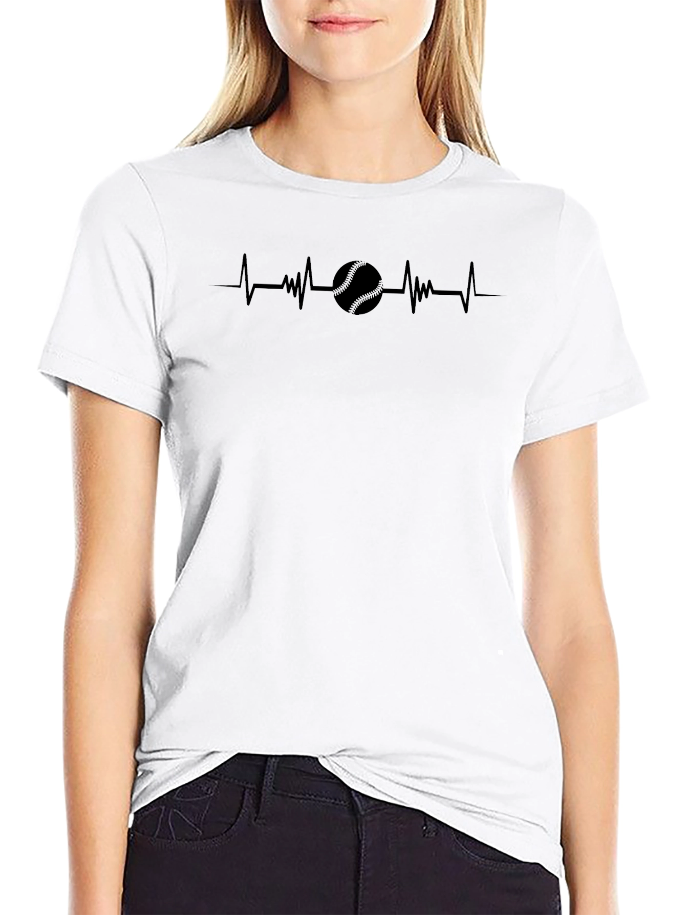 Baseball Heartbeat Graphic T-Shirt