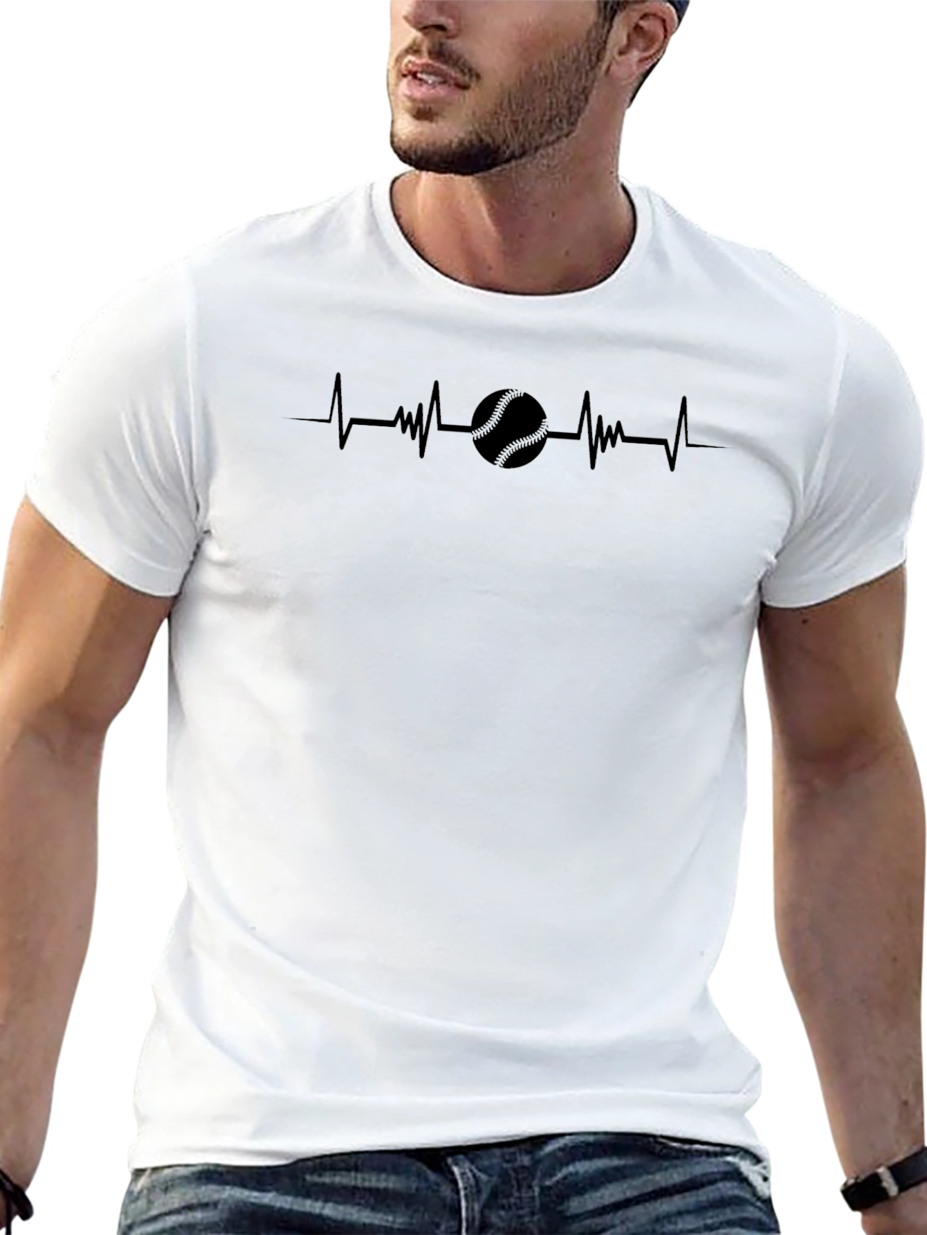 Baseball Heartbeat Graphic T-Shirt