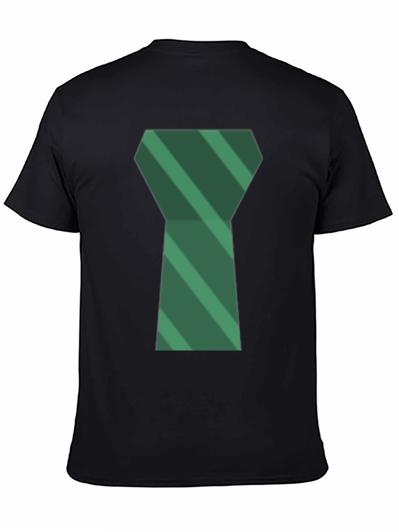 Green Tie Graphic Mens Black T-Shirt