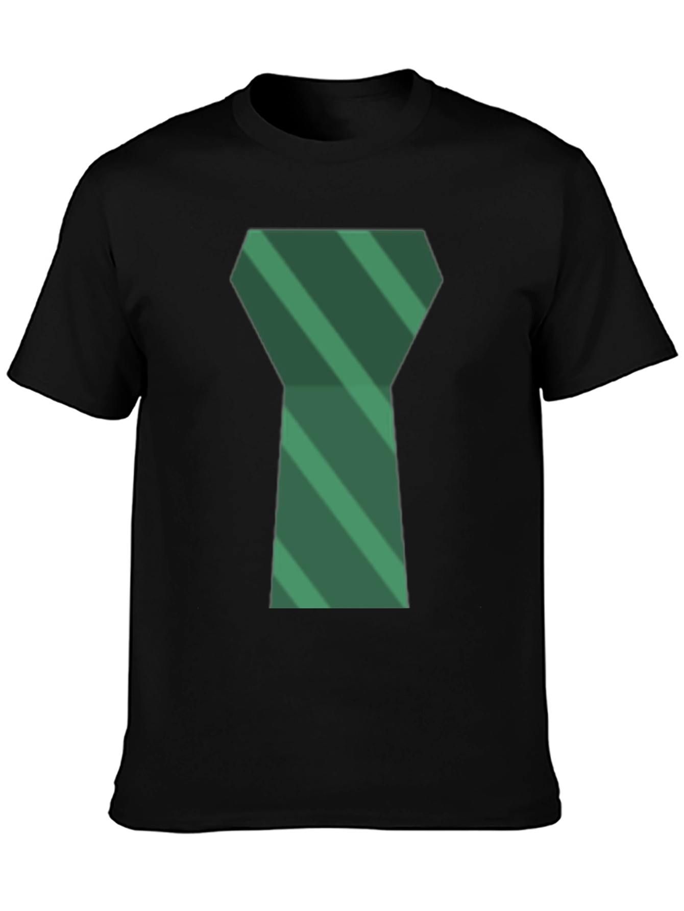 Green Tie Graphic Mens Black T-Shirt
