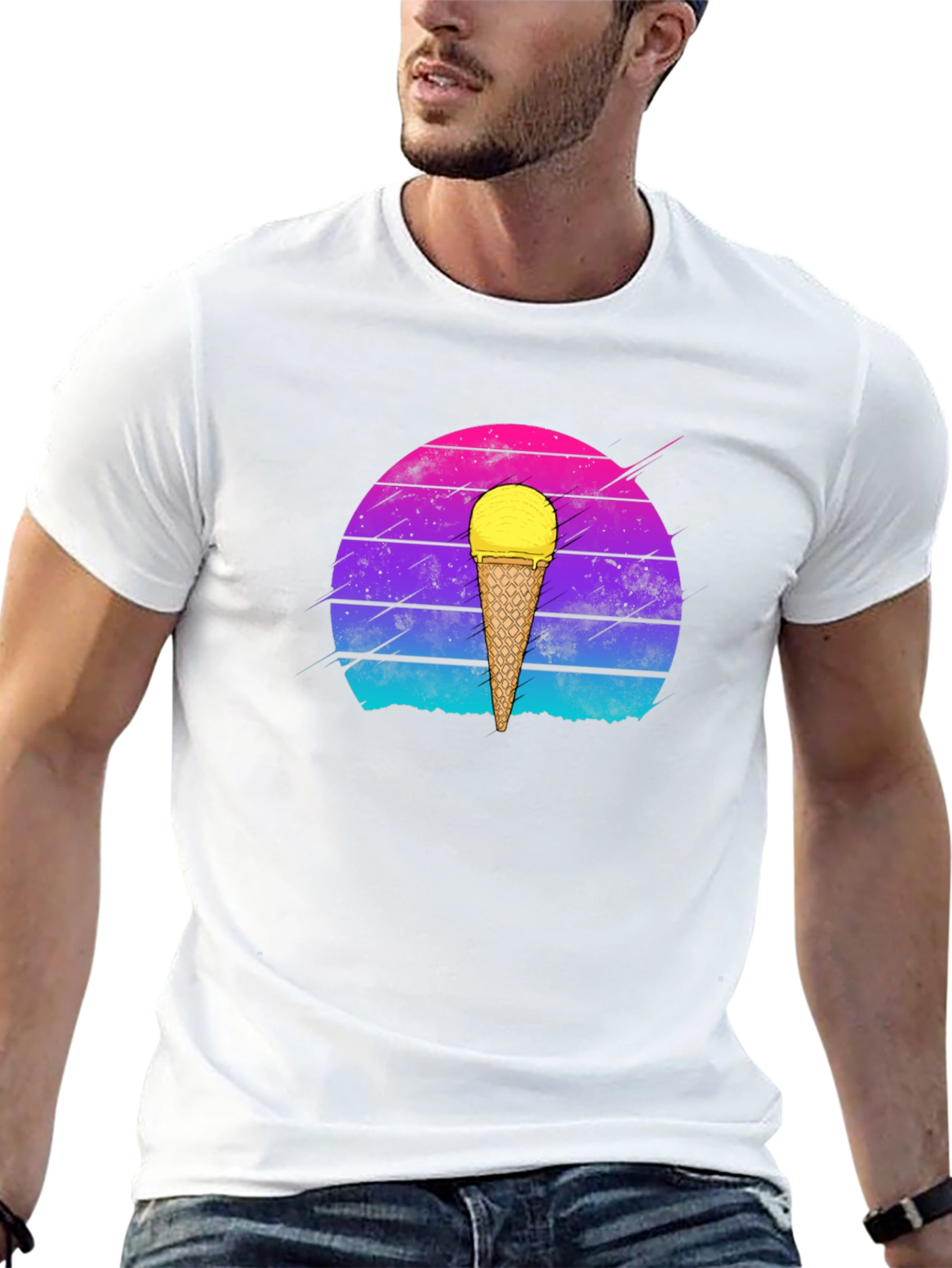 Retro Ice Cream Cone Graphic T-Shirt