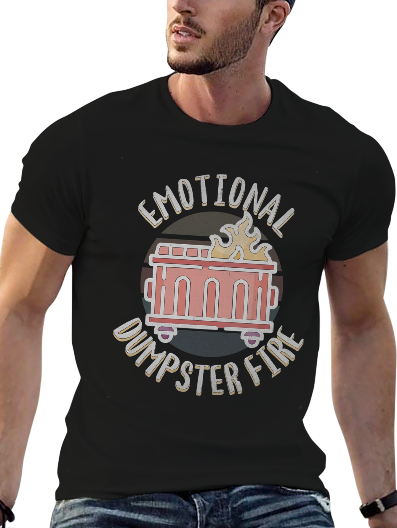 Emotional Dumpster Fire Graphic Tee - Black
