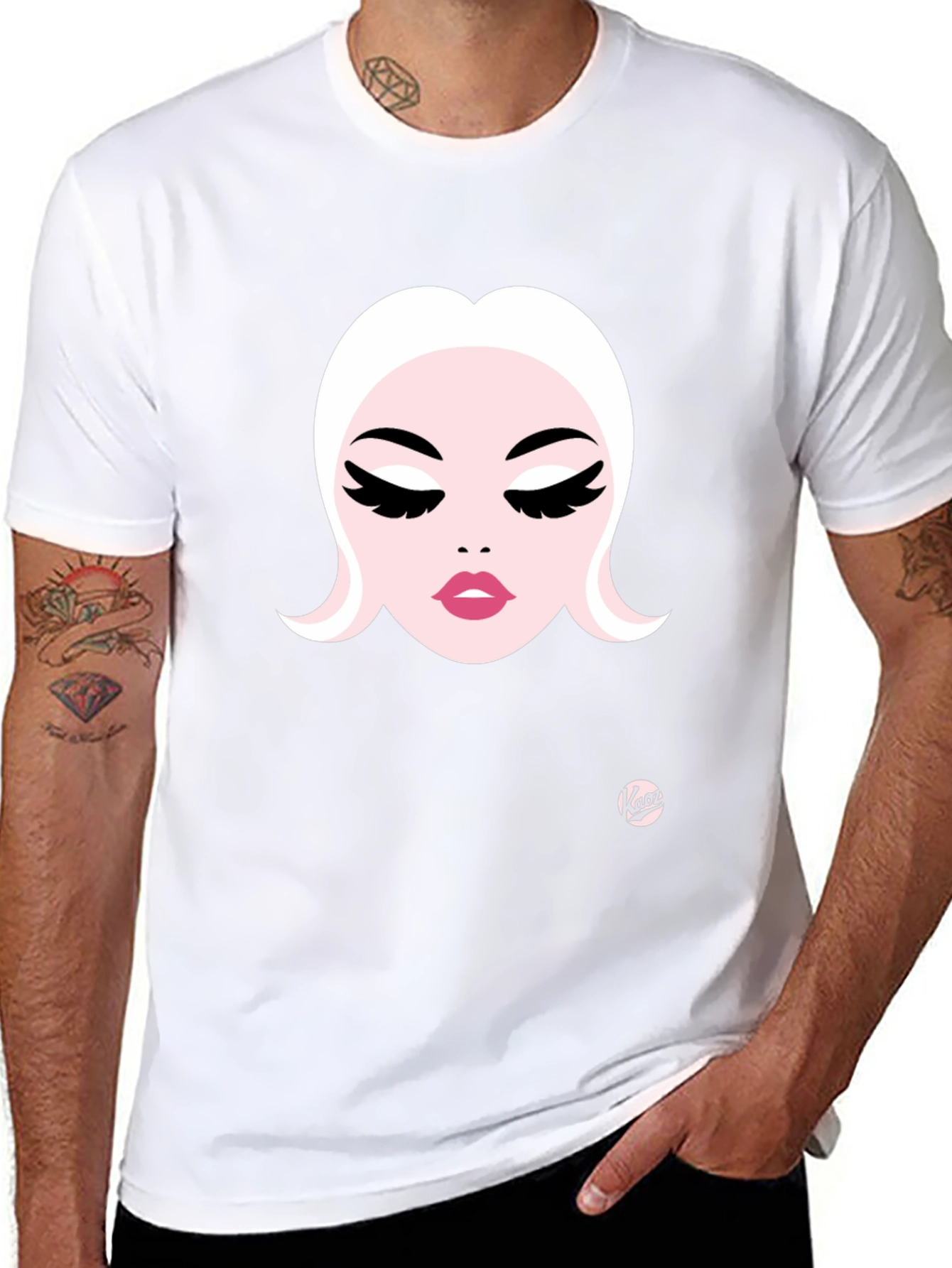 Glam Girl Graphic Tee - Stylish Womens Face Design