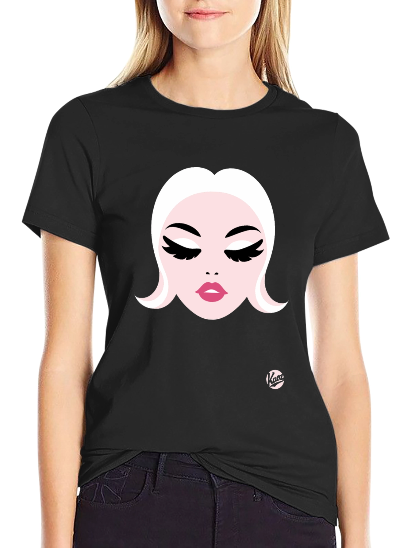Glam Girl Graphic Tee - Stylish Womens Face Design
