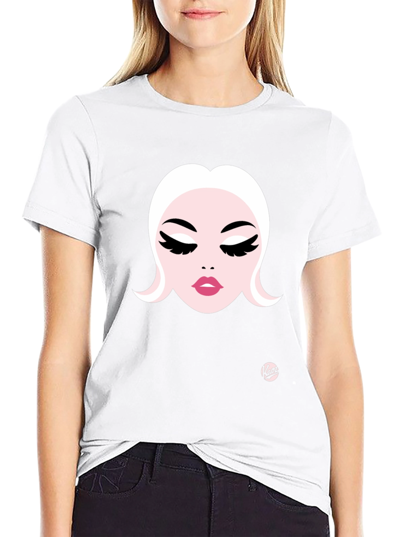 Glam Girl Graphic Tee - Stylish Womens Face Design