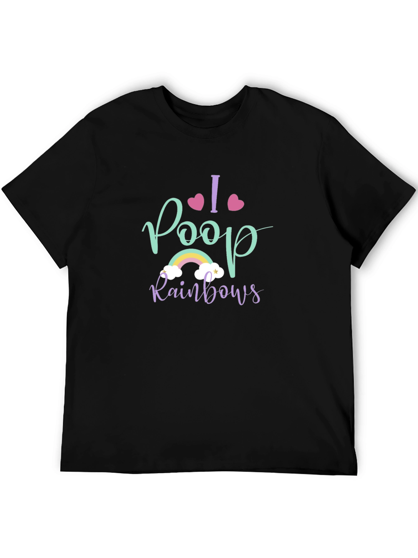 I Poop Rainbows Graphic Tee - Black Crew Neck