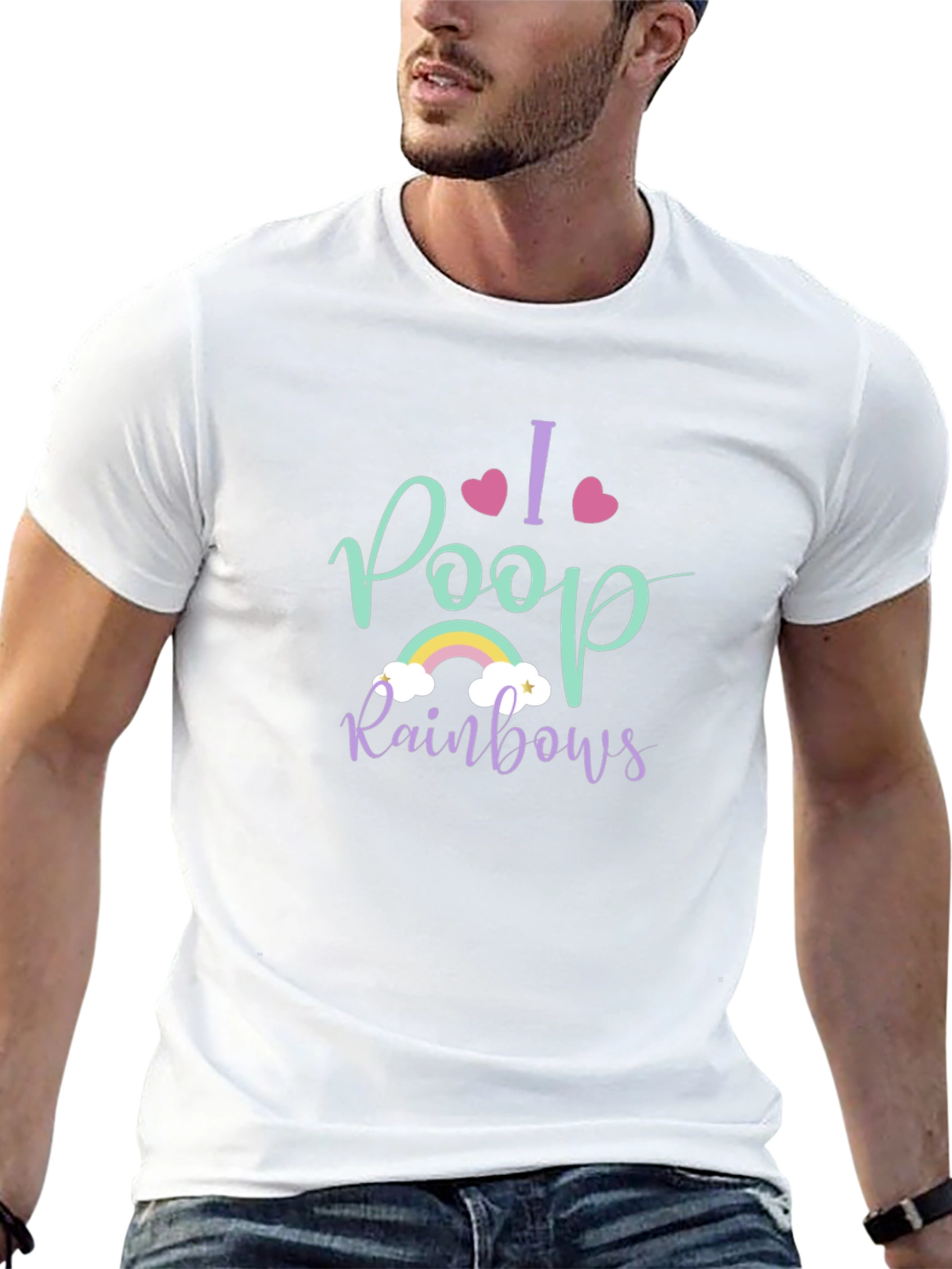 I Poop Rainbows Graphic Tee - Black Crew Neck