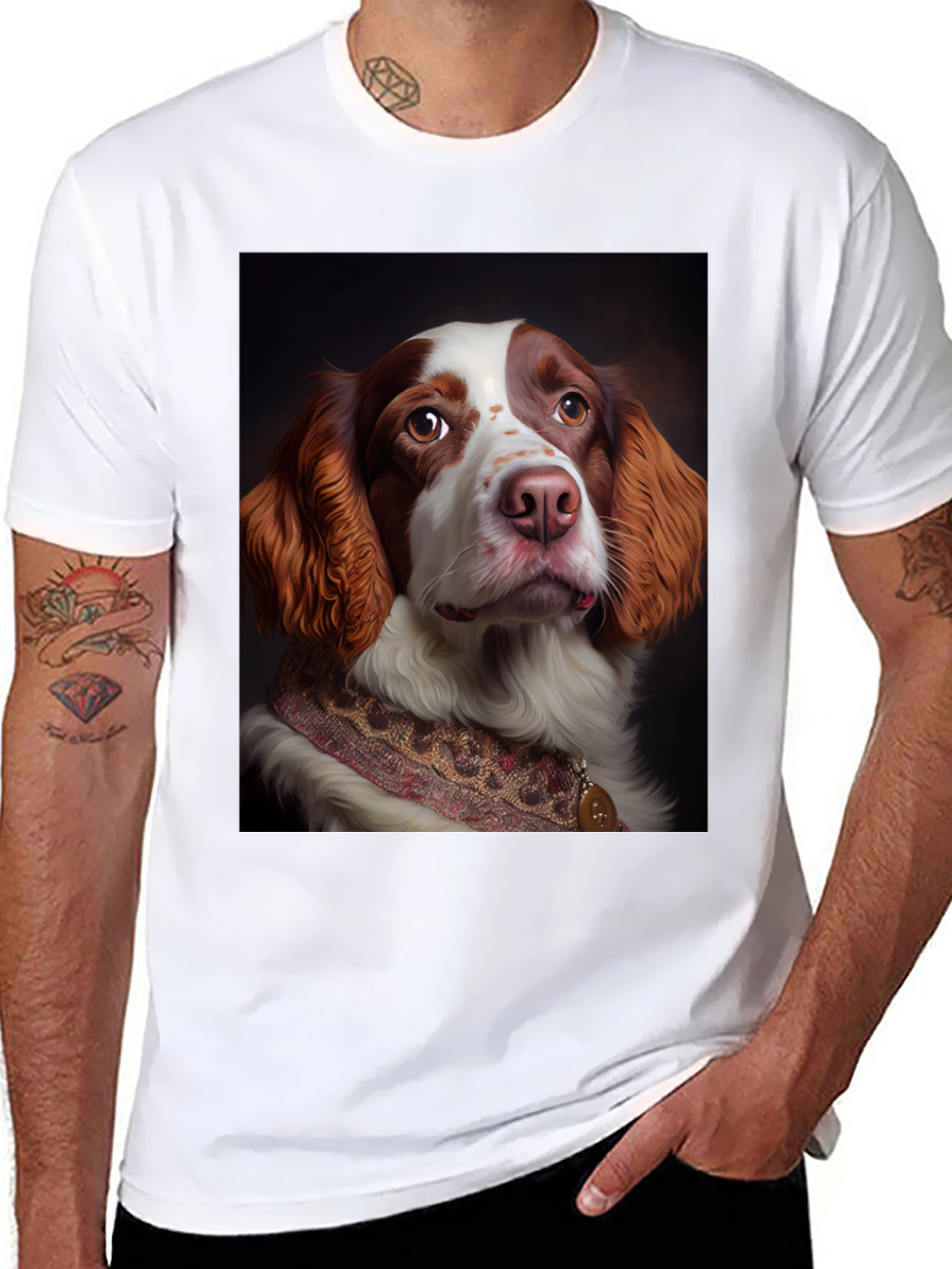 Dog Portrait T-Shirt - Elegant Canine Design