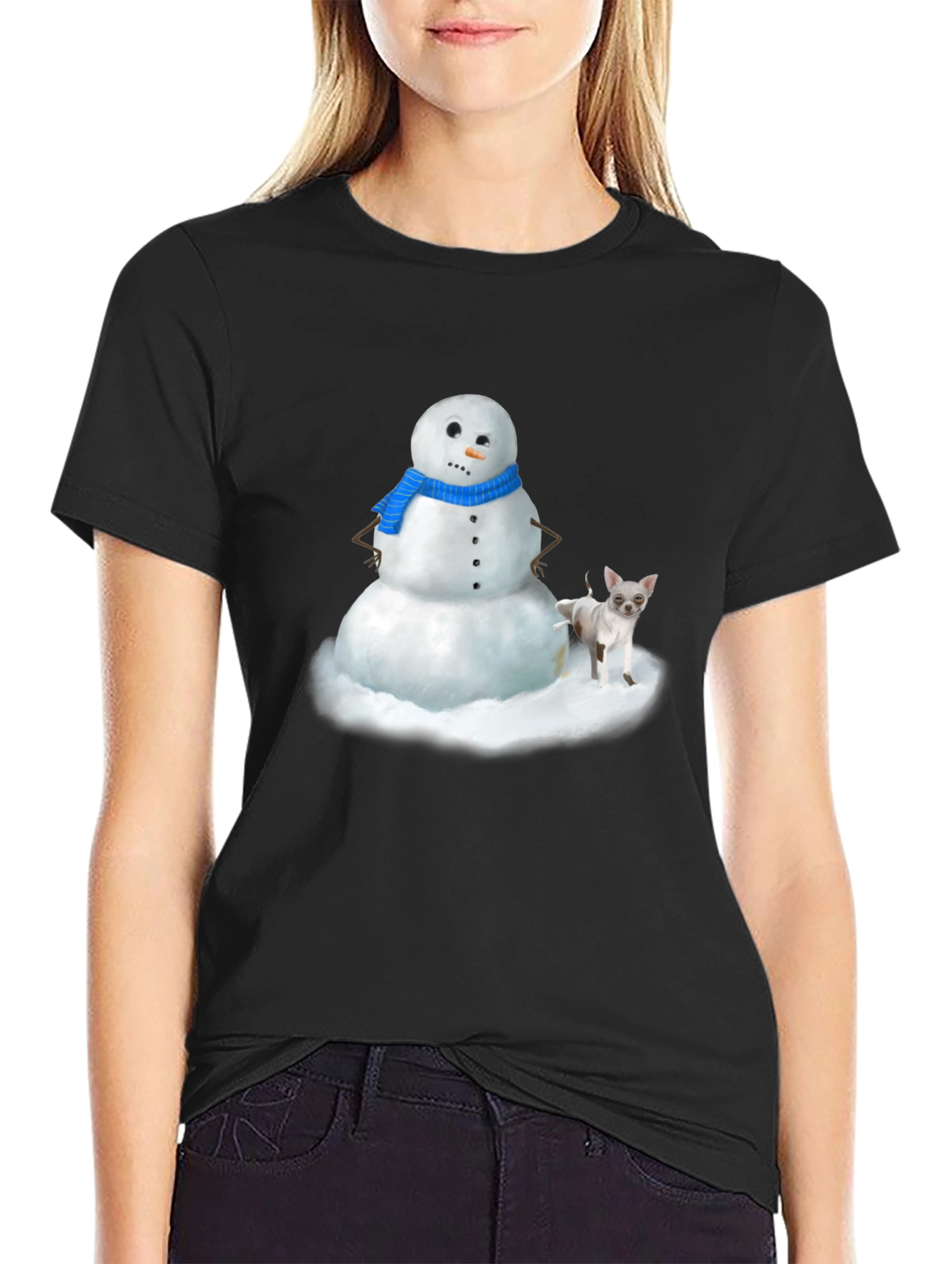 Snowman & Chihuahua Graphic Tee
