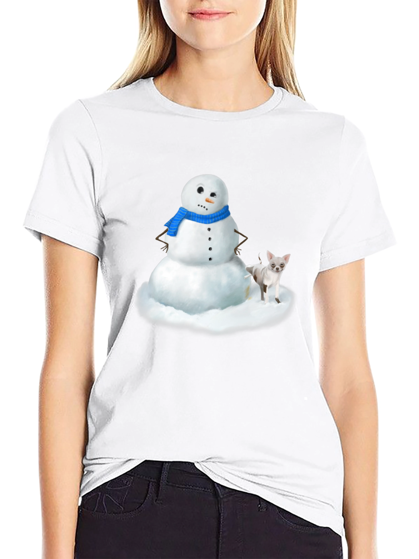 Snowman & Chihuahua Graphic Tee