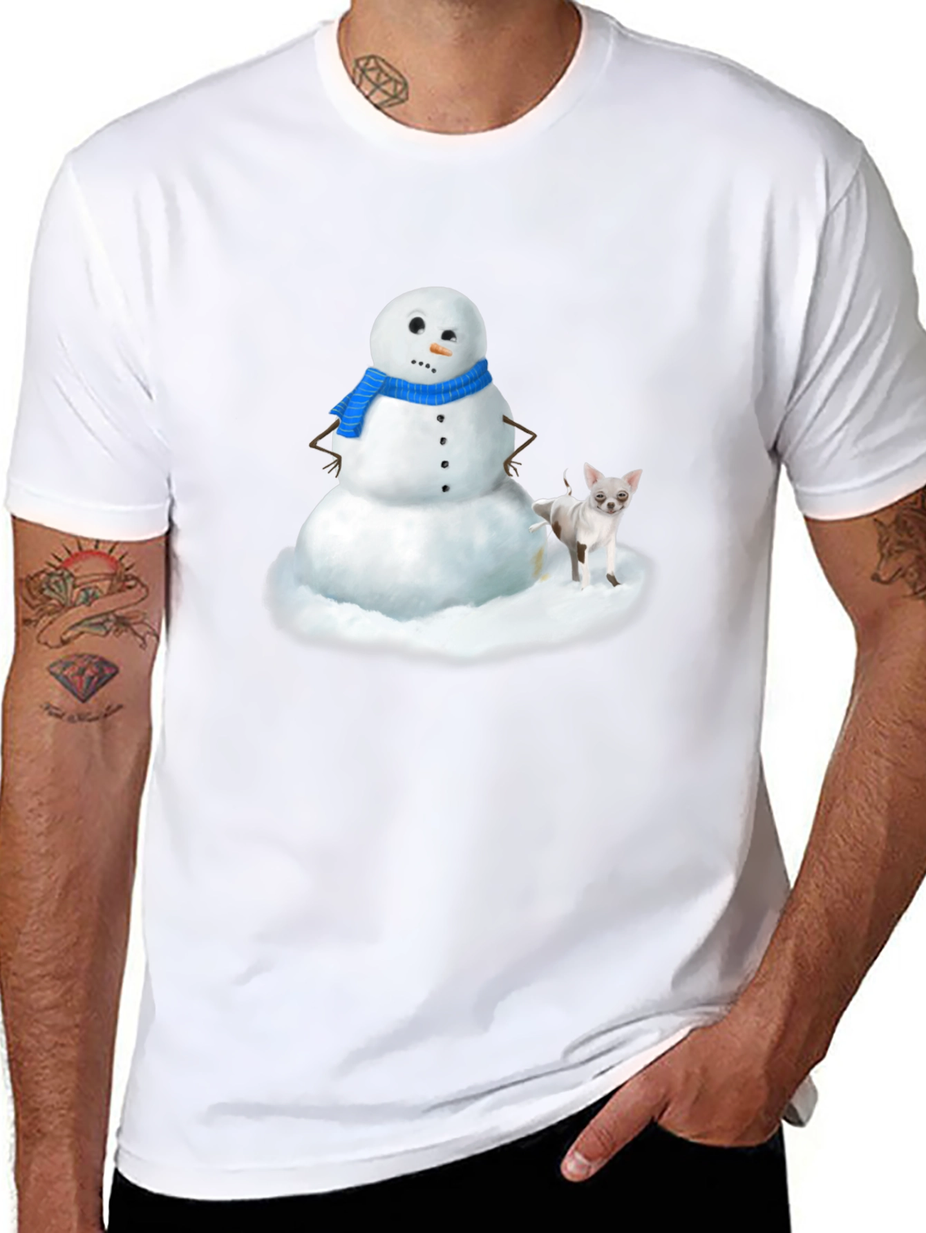 Snowman & Chihuahua Graphic Tee