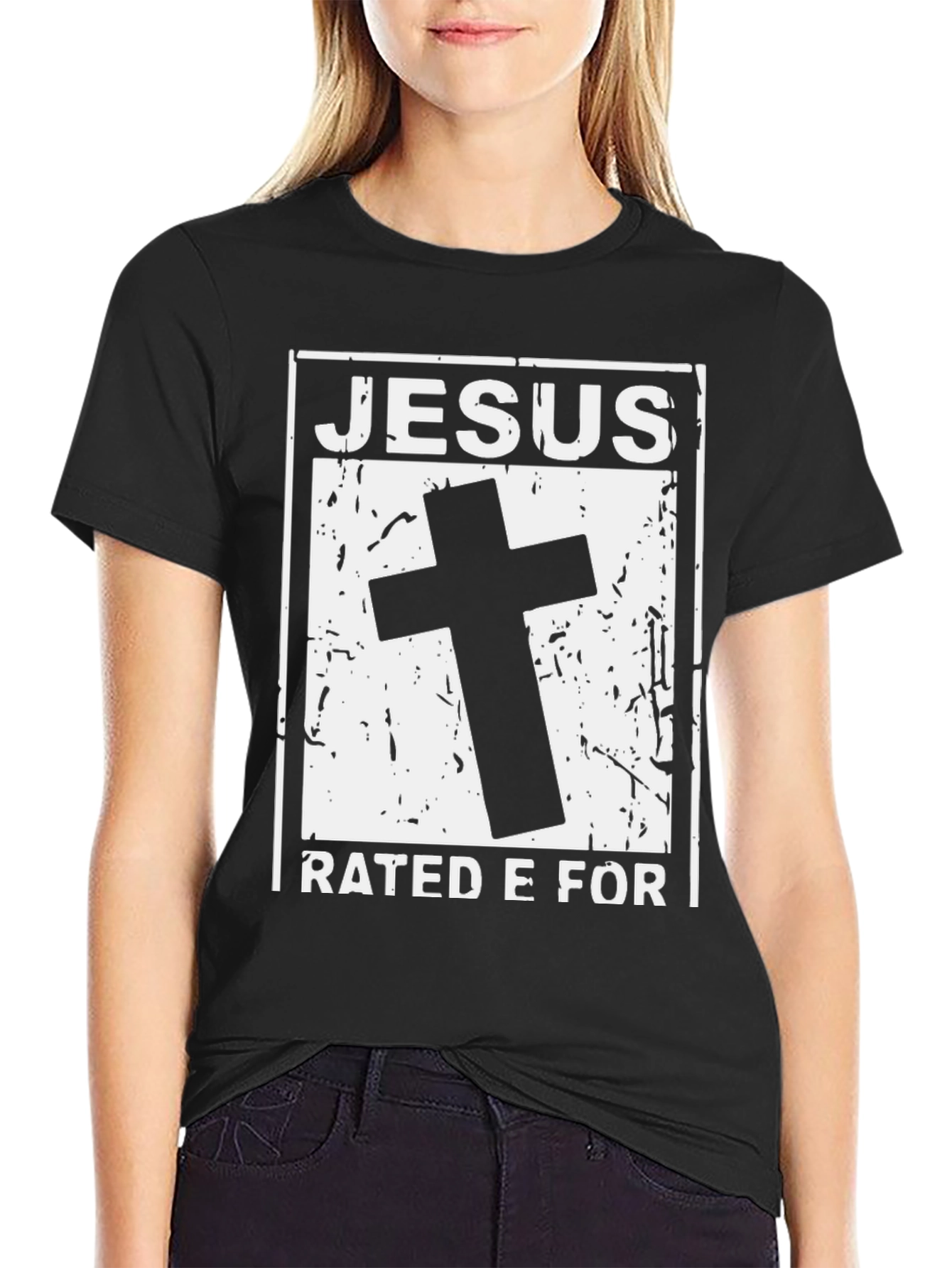 Jesus Rated E For Everyone Black T-Shirt