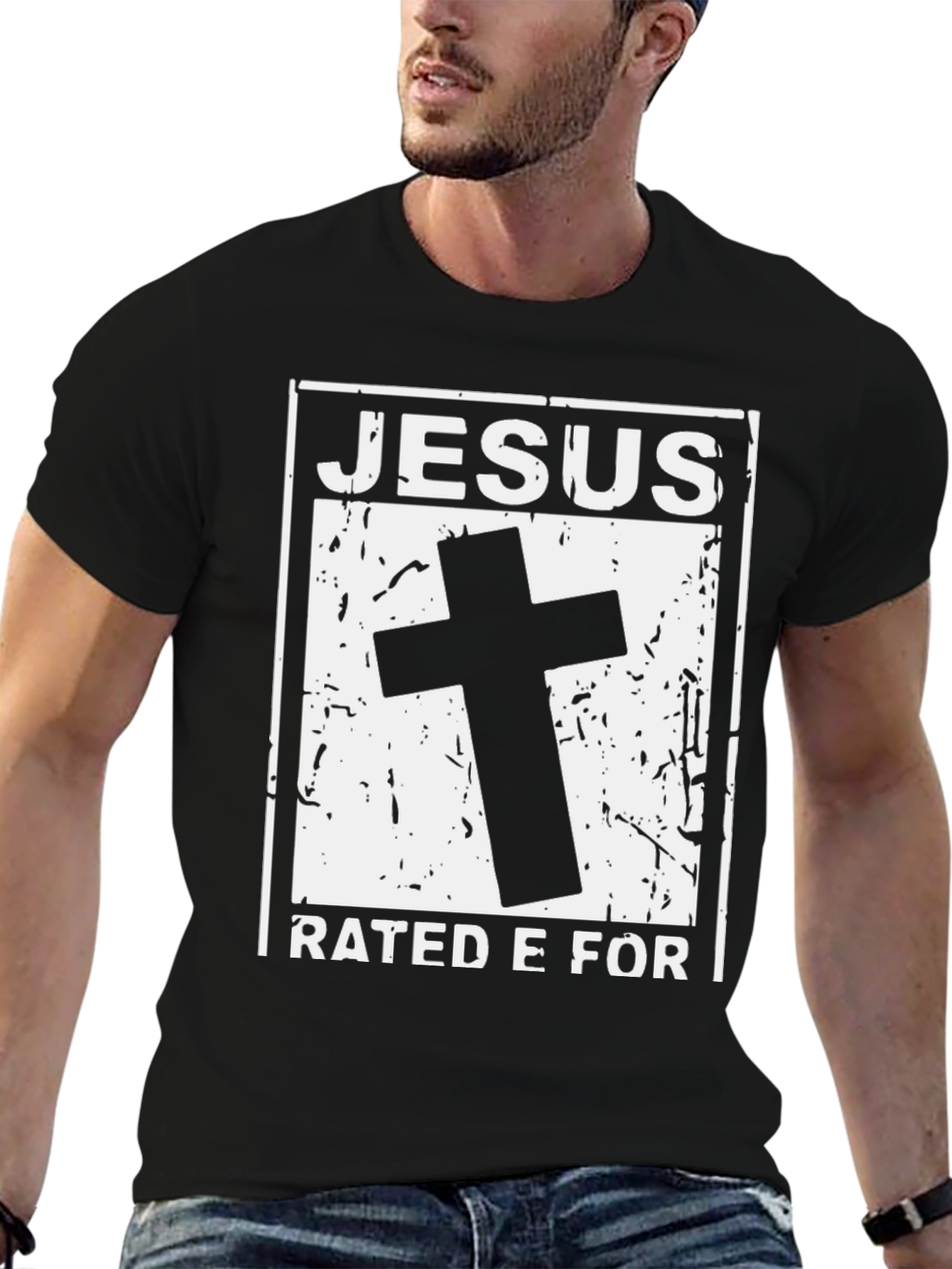 Jesus Rated E For Everyone Black T-Shirt