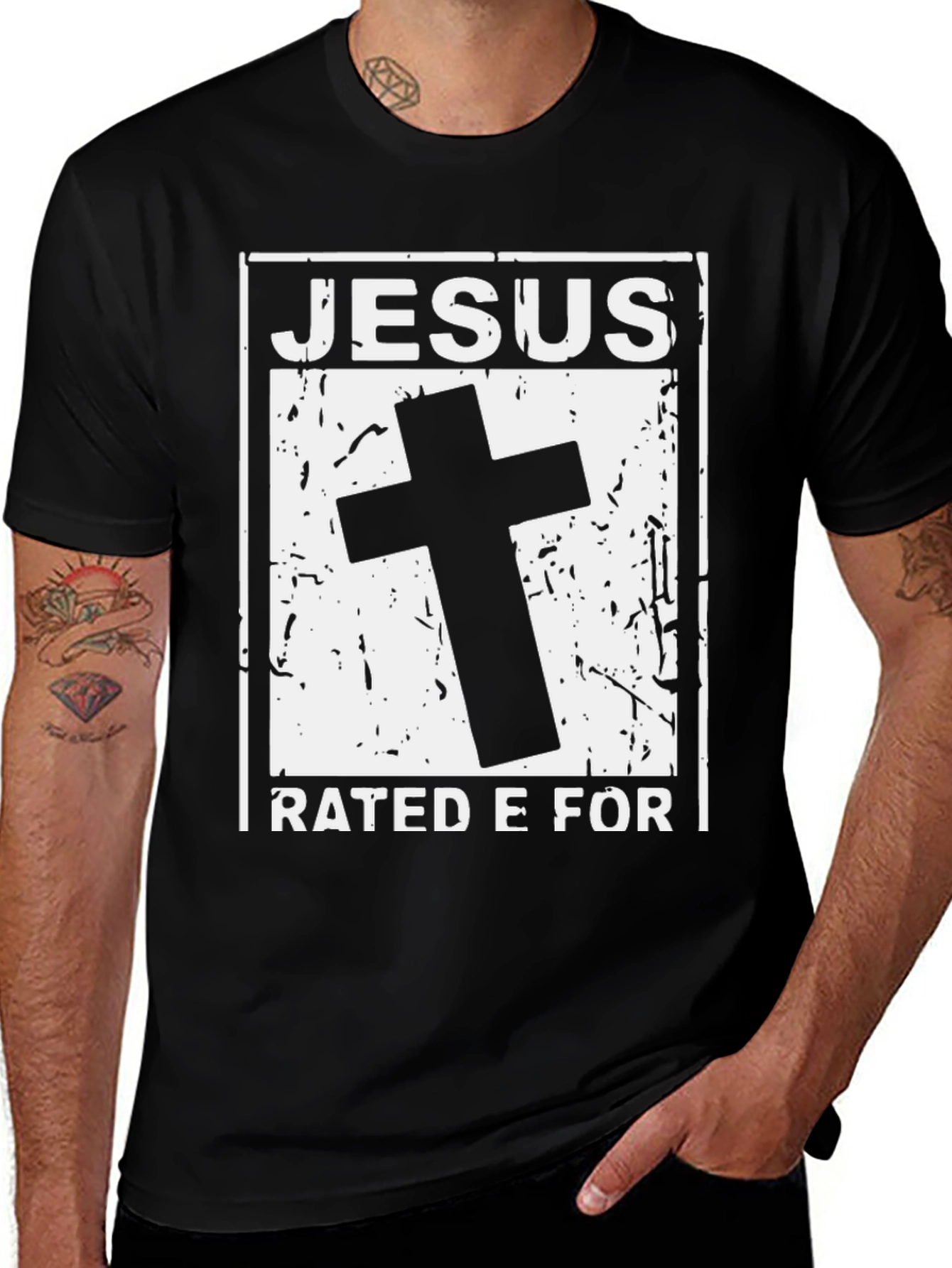 Jesus Rated E For Everyone Black T-Shirt