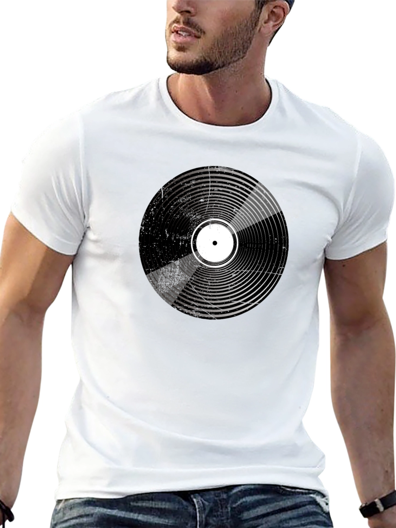 Retro Vinyl Record Graphic Black T-Shirt