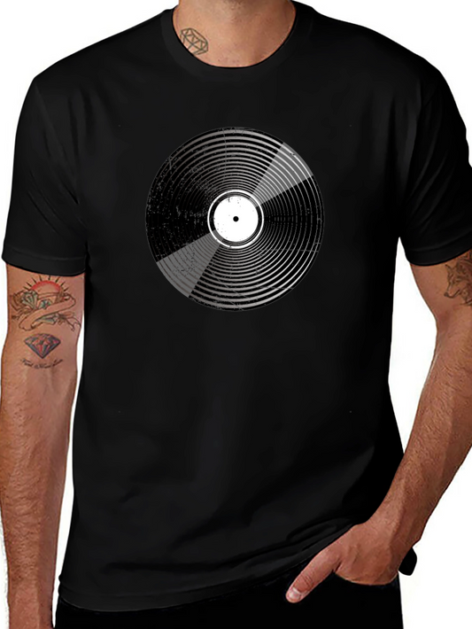 Retro Vinyl Record Graphic Black T-Shirt