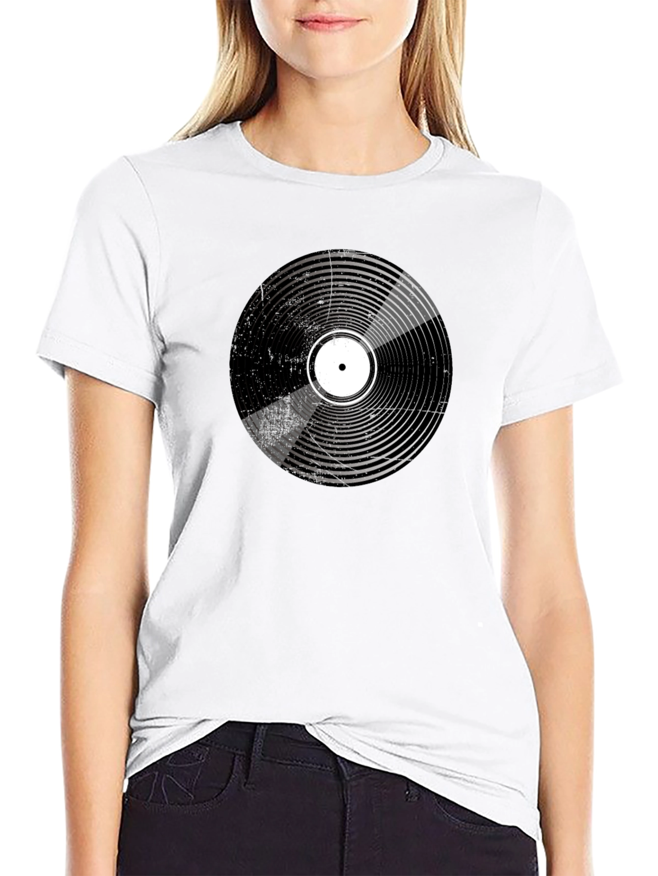 Retro Vinyl Record Graphic Black T-Shirt
