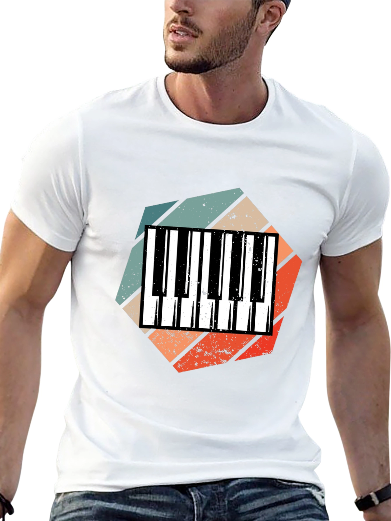 Retro Piano Keys T-Shirt - Music Lover Tee