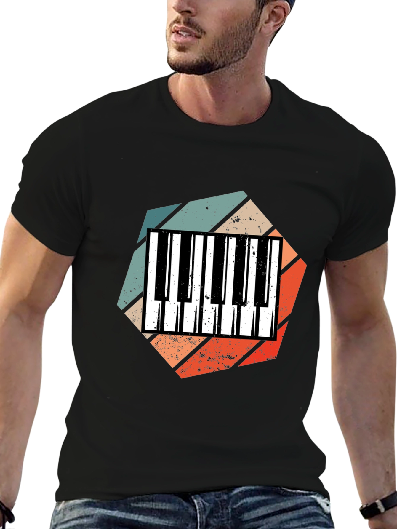 Retro Piano Keys T-Shirt - Music Lover Tee