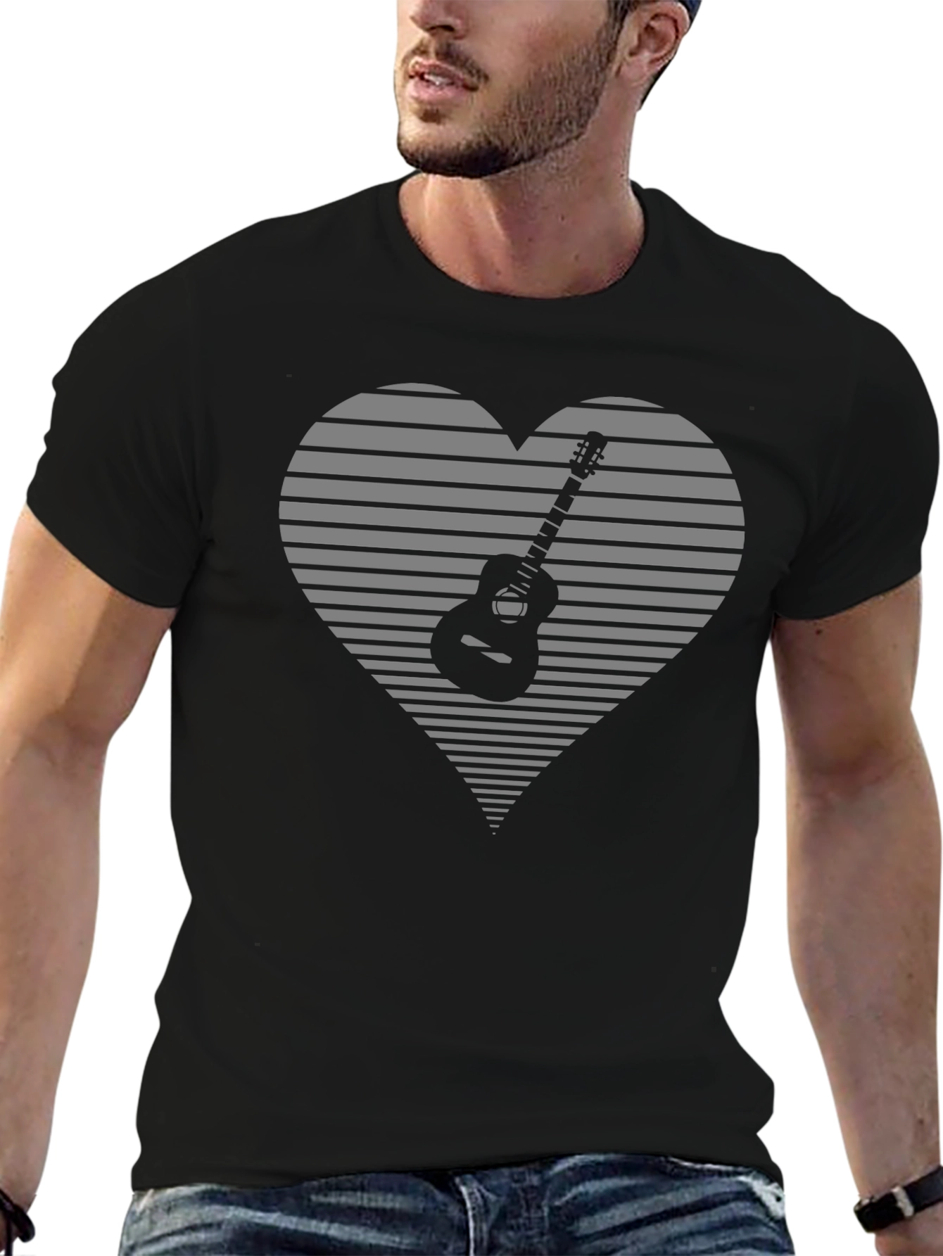 Guitar Heart Graphic Tee - Music Lover Shirt