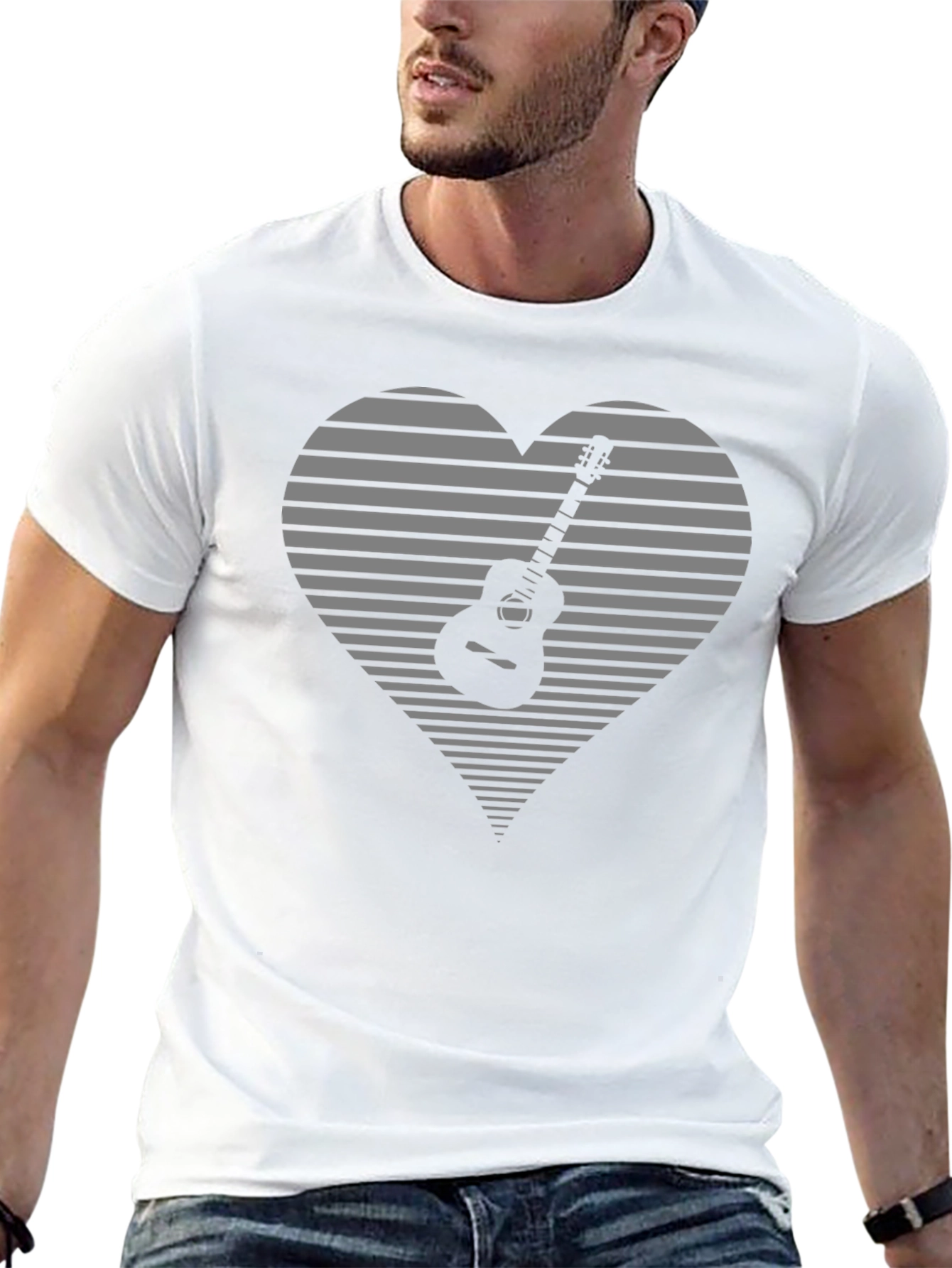 Guitar Heart Graphic Tee - Music Lover Shirt