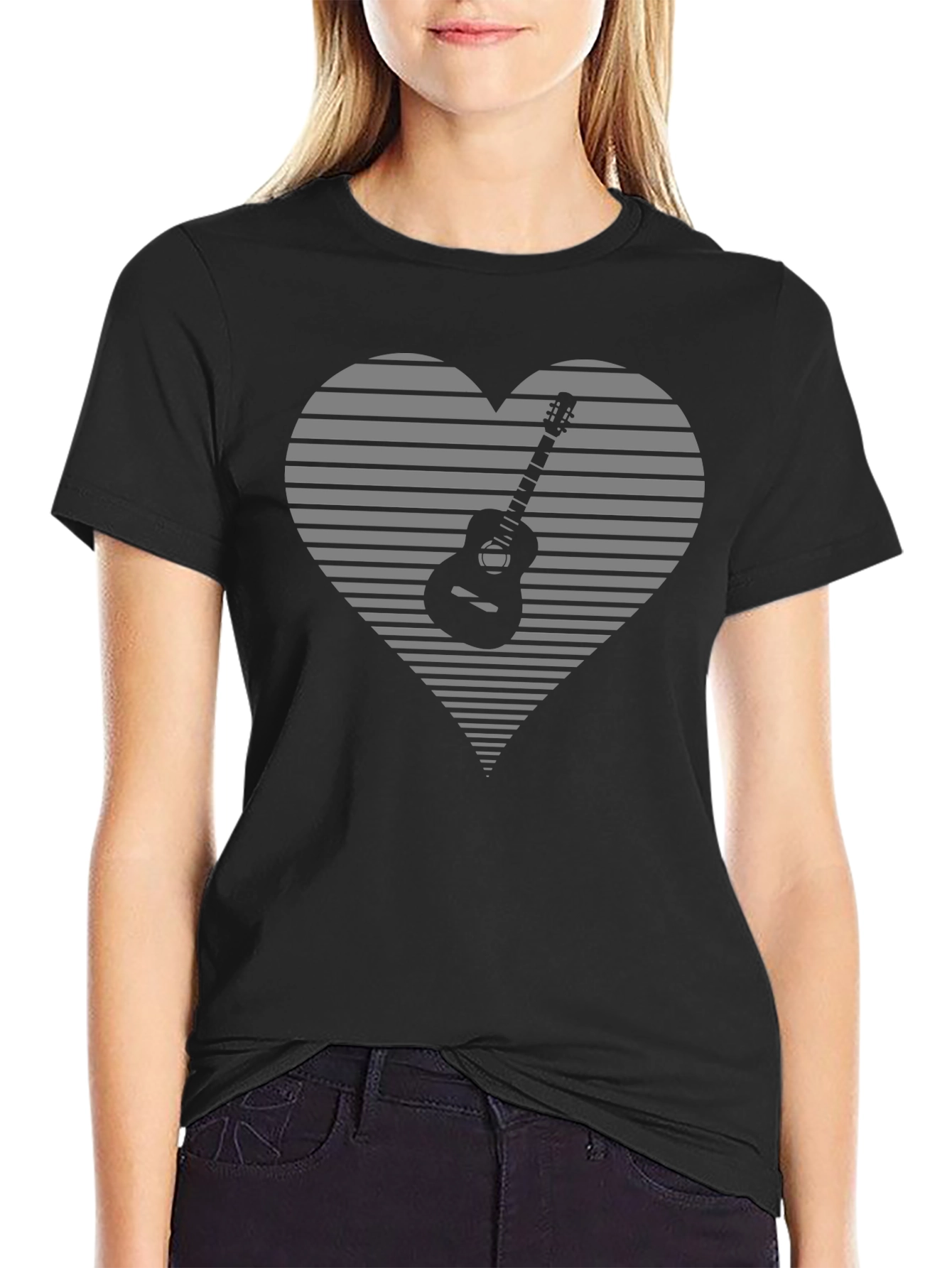 Guitar Heart Graphic Tee - Music Lover Shirt